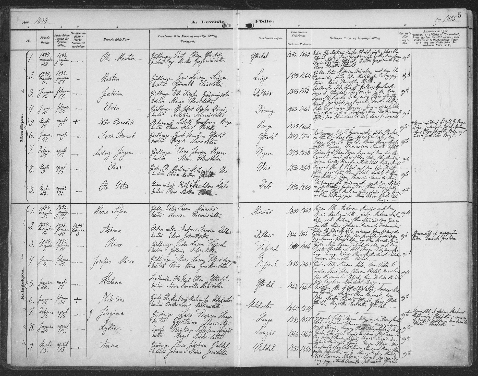 Ministerialprotokoller, klokkerbøker og fødselsregistre - Møre og Romsdal, AV/SAT-A-1454/519/L0256: Parish register (official) no. 519A15, 1895-1912, p. 5