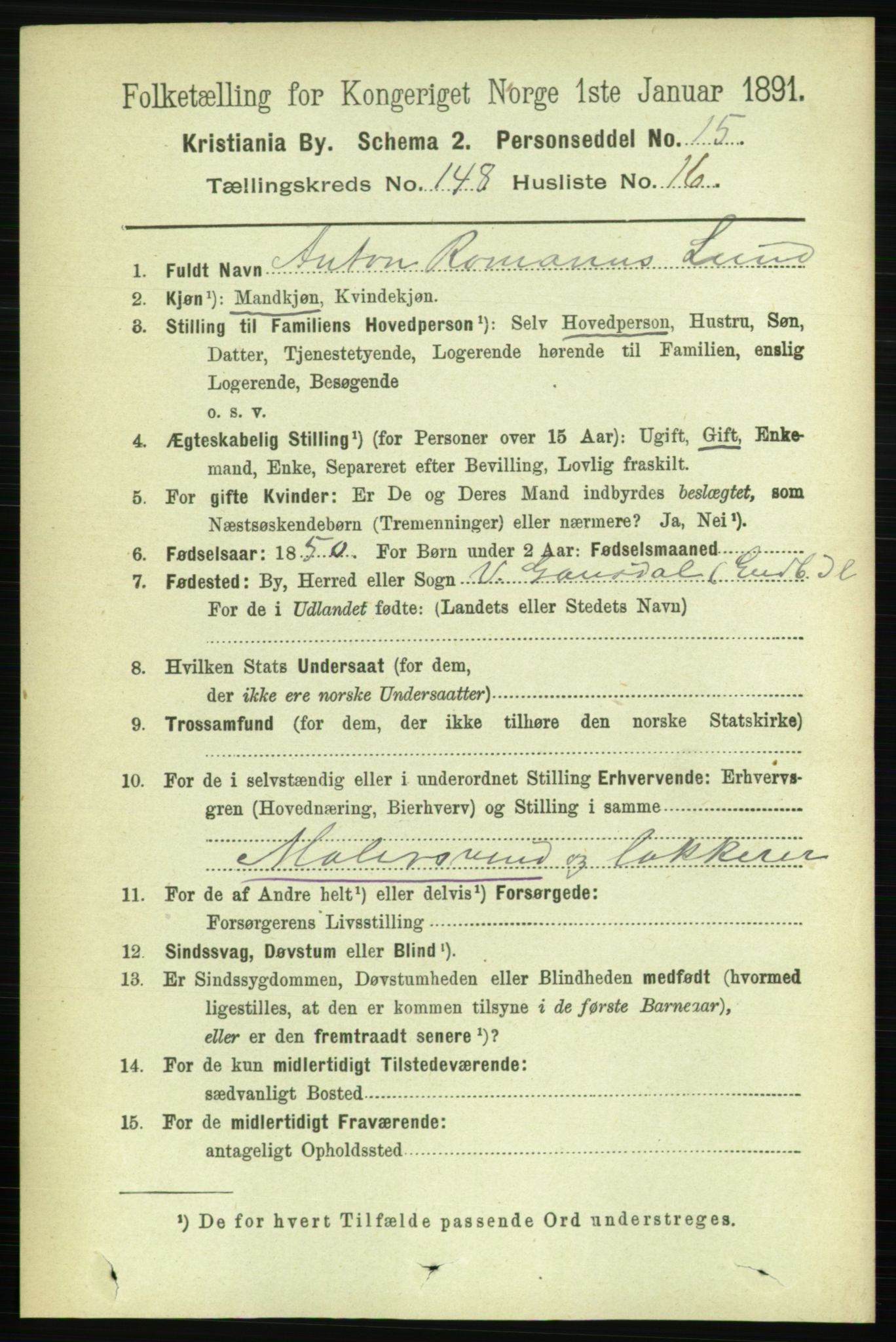 RA, 1891 census for 0301 Kristiania, 1891, p. 82483