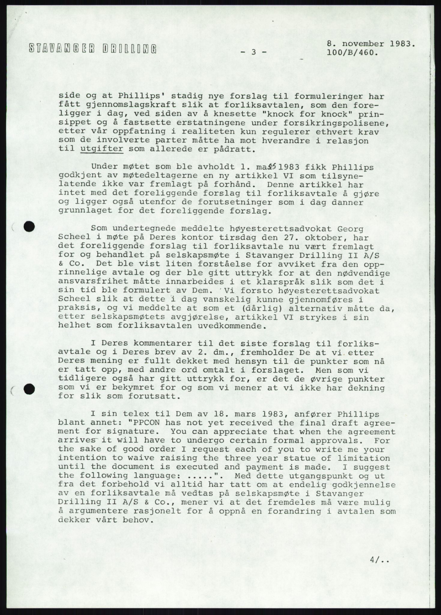 Pa 1503 - Stavanger Drilling AS, AV/SAST-A-101906/A/Ab/Abc/L0009: Styrekorrespondanse Stavanger Drilling II A/S, 1981-1983, p. 443