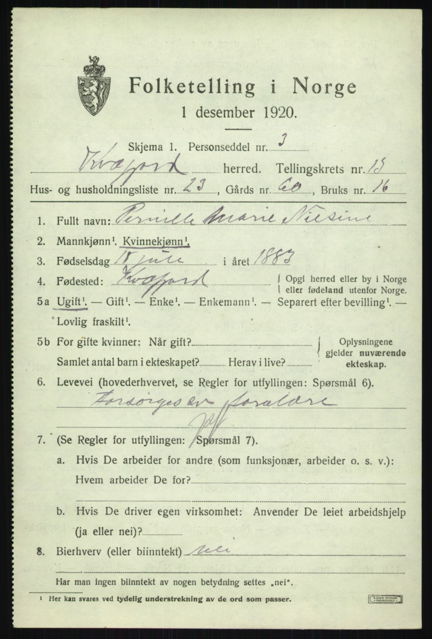 SATØ, 1920 census for Kvæfjord, 1920, p. 6523