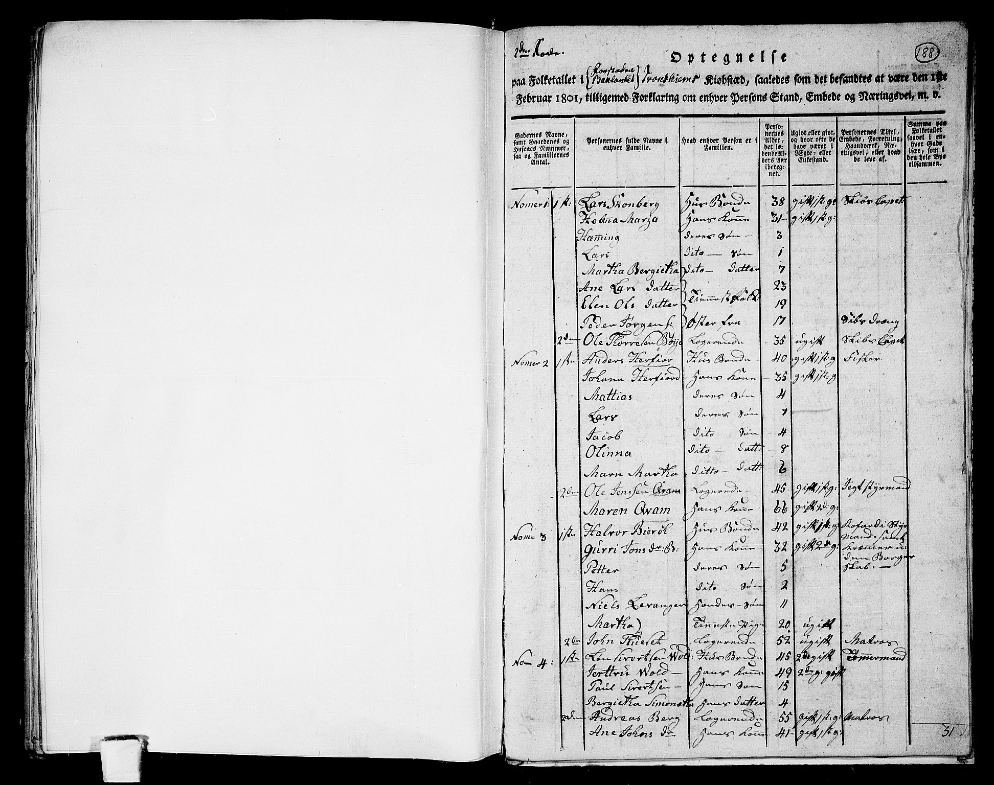 RA, 1801 census for 1601 Trondheim, 1801, p. 187b-188a