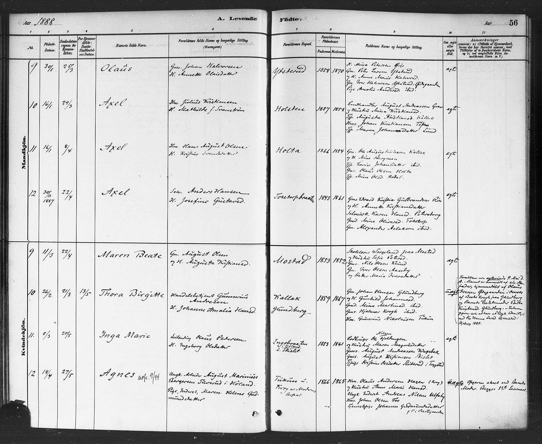 Rødenes prestekontor Kirkebøker, AV/SAO-A-2005/F/Fa/L0009: Parish register (official) no. I 9, 1880-1889, p. 56