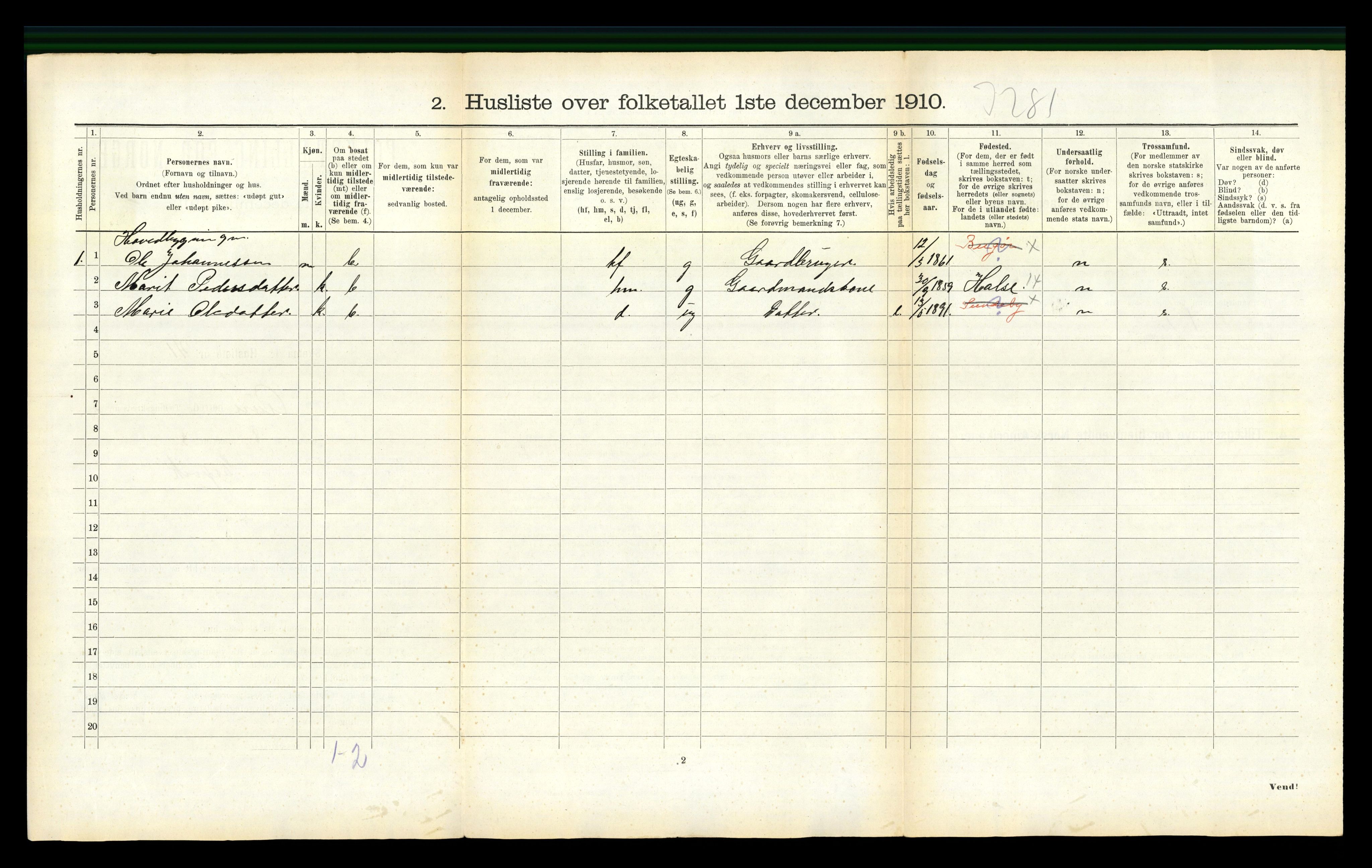 RA, 1910 census for Aure, 1910, p. 337