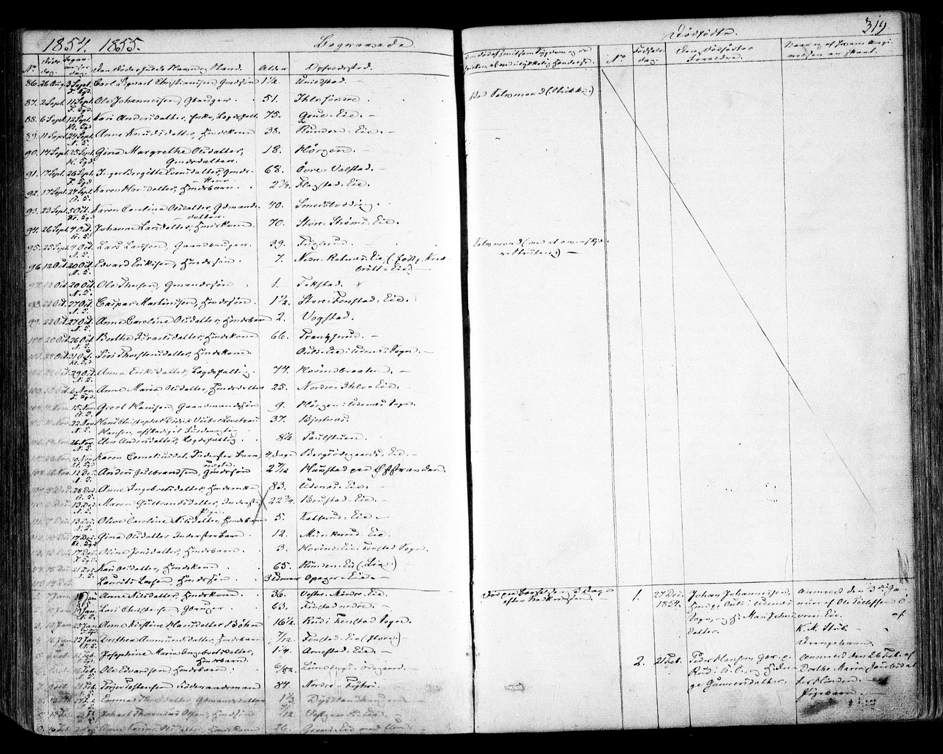 Nes prestekontor Kirkebøker, SAO/A-10410/F/Fa/L0007: Parish register (official) no. I 7, 1846-1858, p. 319