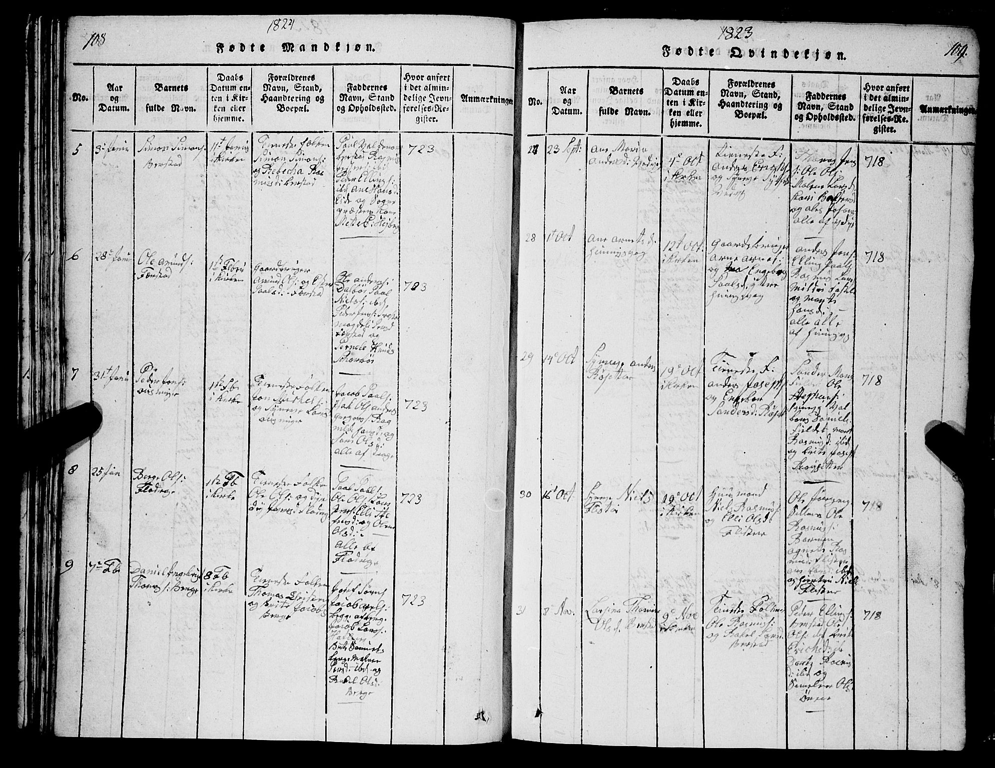 Selje sokneprestembete, AV/SAB-A-99938/H/Ha/Hab/Haba: Parish register (copy) no. A 1, 1816-1828, p. 108-109