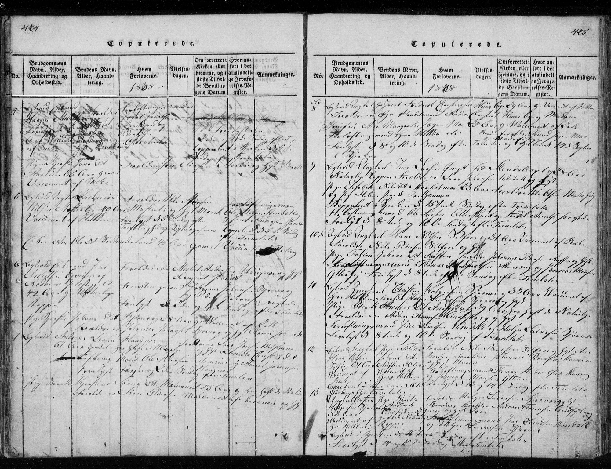 Ministerialprotokoller, klokkerbøker og fødselsregistre - Nordland, AV/SAT-A-1459/827/L0412: Parish register (copy) no. 827C01, 1820-1841, p. 424-425