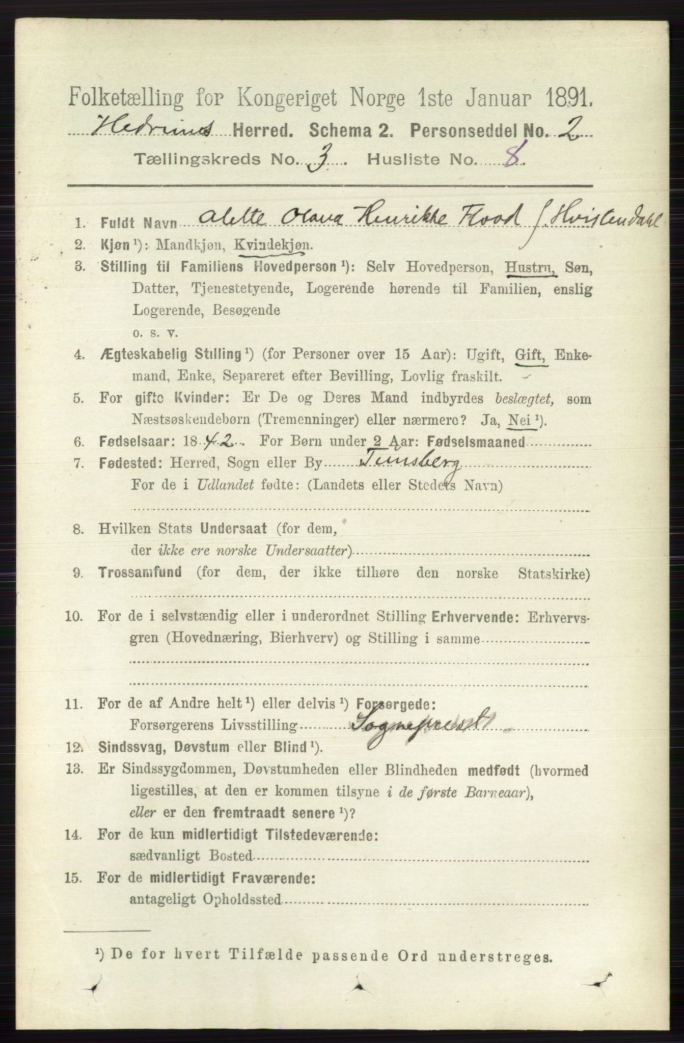 RA, 1891 census for 0727 Hedrum, 1891, p. 1010