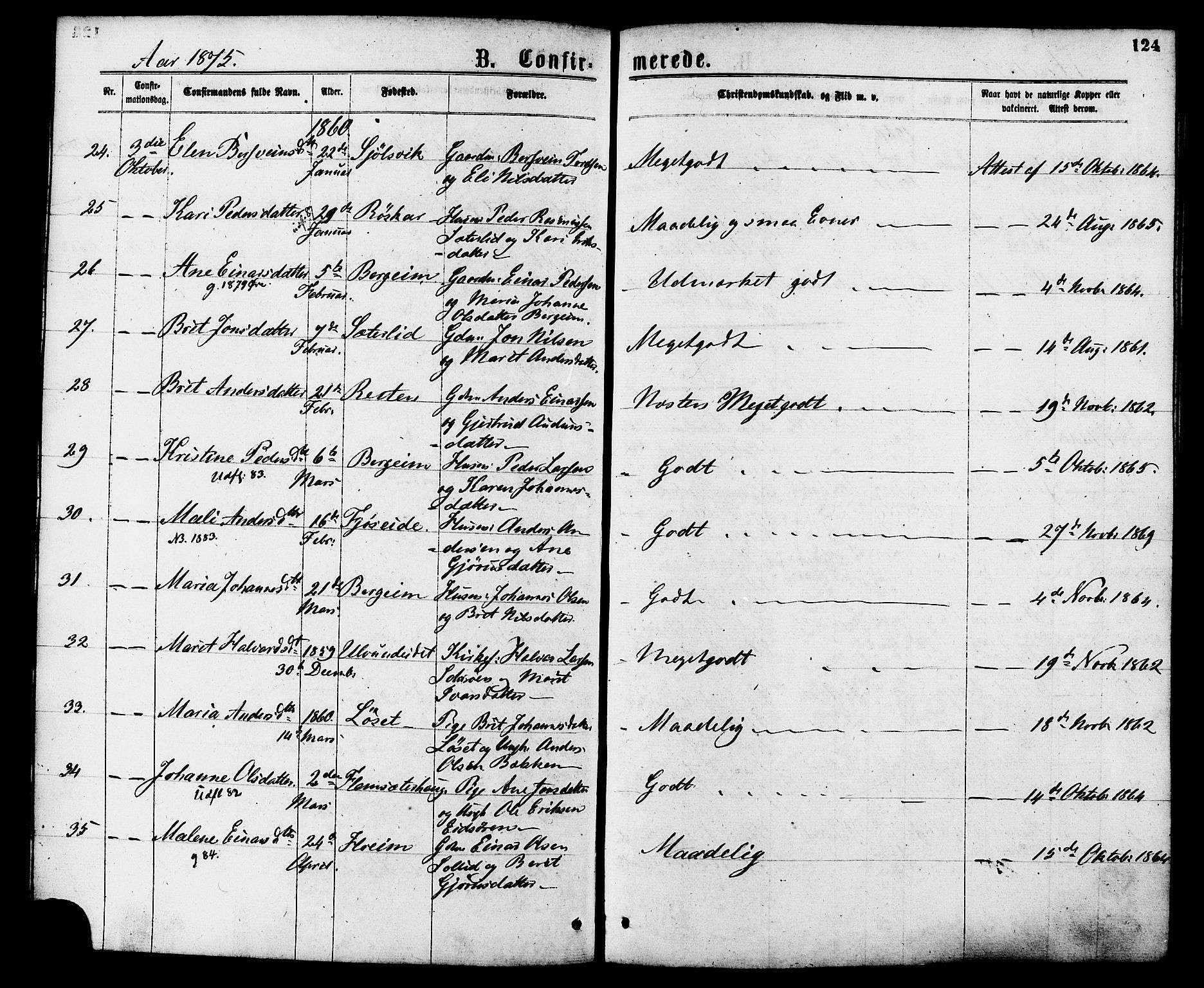 Ministerialprotokoller, klokkerbøker og fødselsregistre - Møre og Romsdal, AV/SAT-A-1454/586/L0986: Parish register (official) no. 586A12, 1867-1878, p. 124