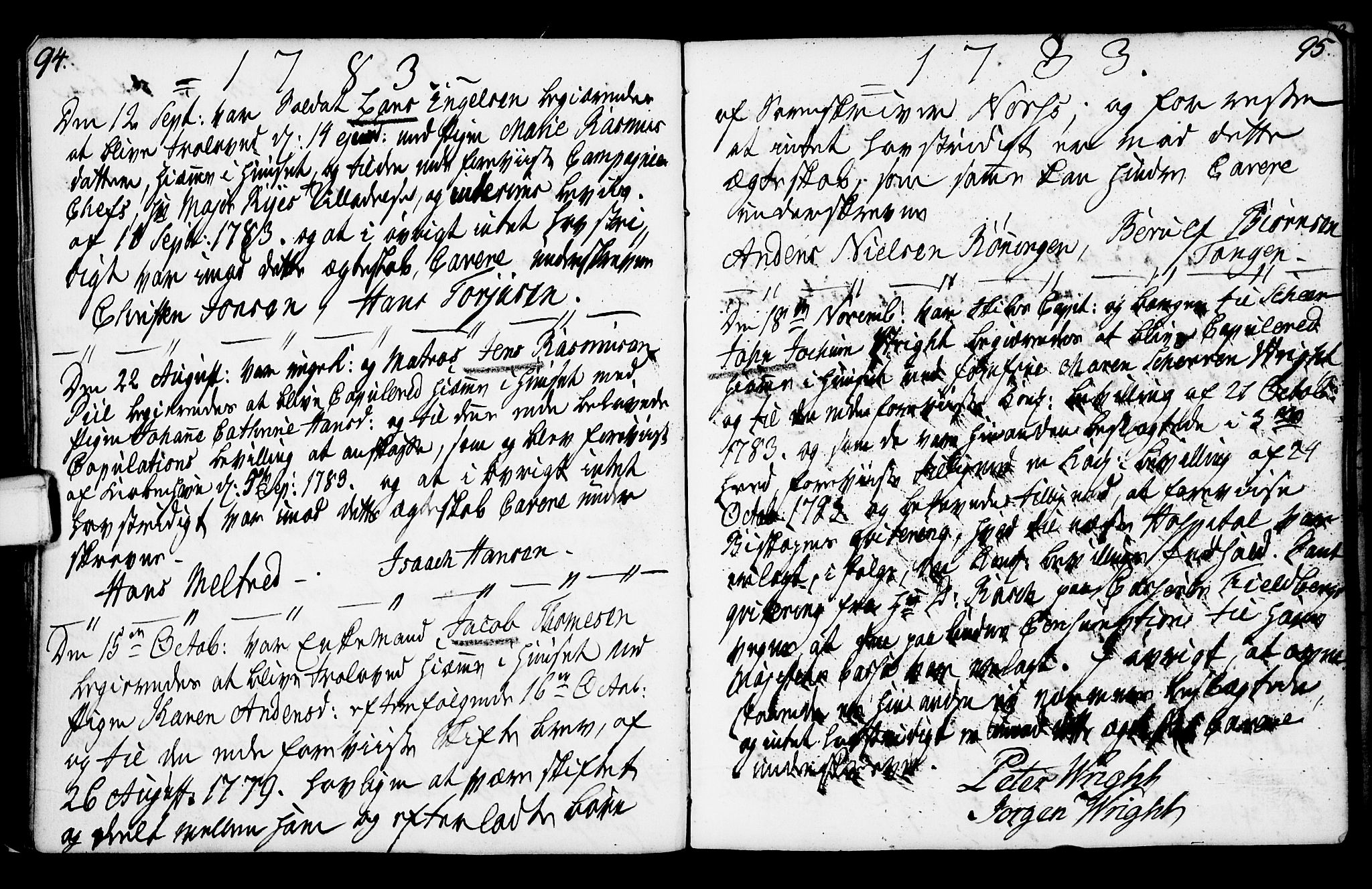 Porsgrunn kirkebøker , SAKO/A-104/F/Fa/L0003: Parish register (official) no. 3, 1764-1814, p. 94-95