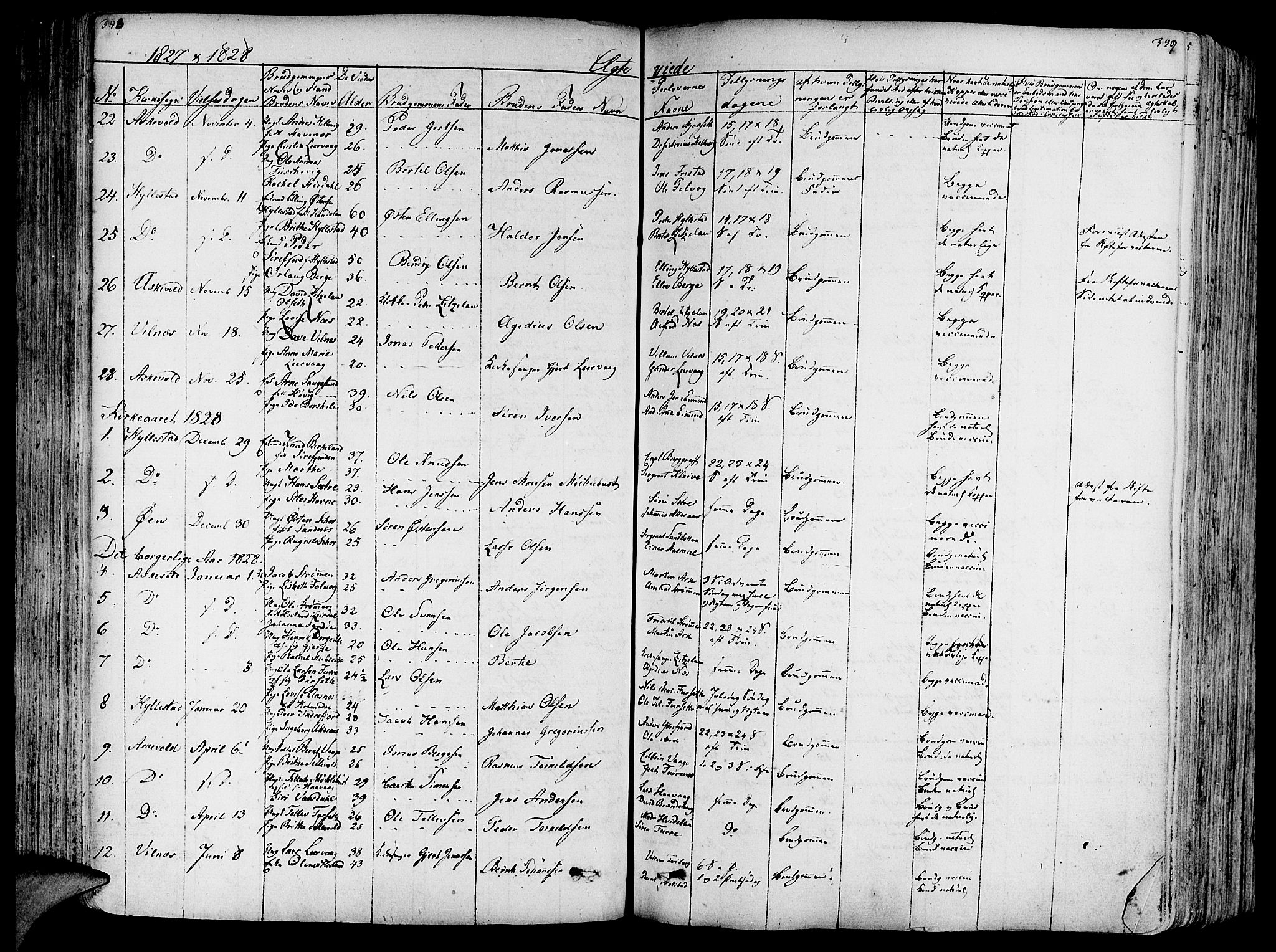 Askvoll sokneprestembete, SAB/A-79501/H/Haa/Haaa/L0010: Parish register (official) no. A 10, 1821-1844, p. 348-349