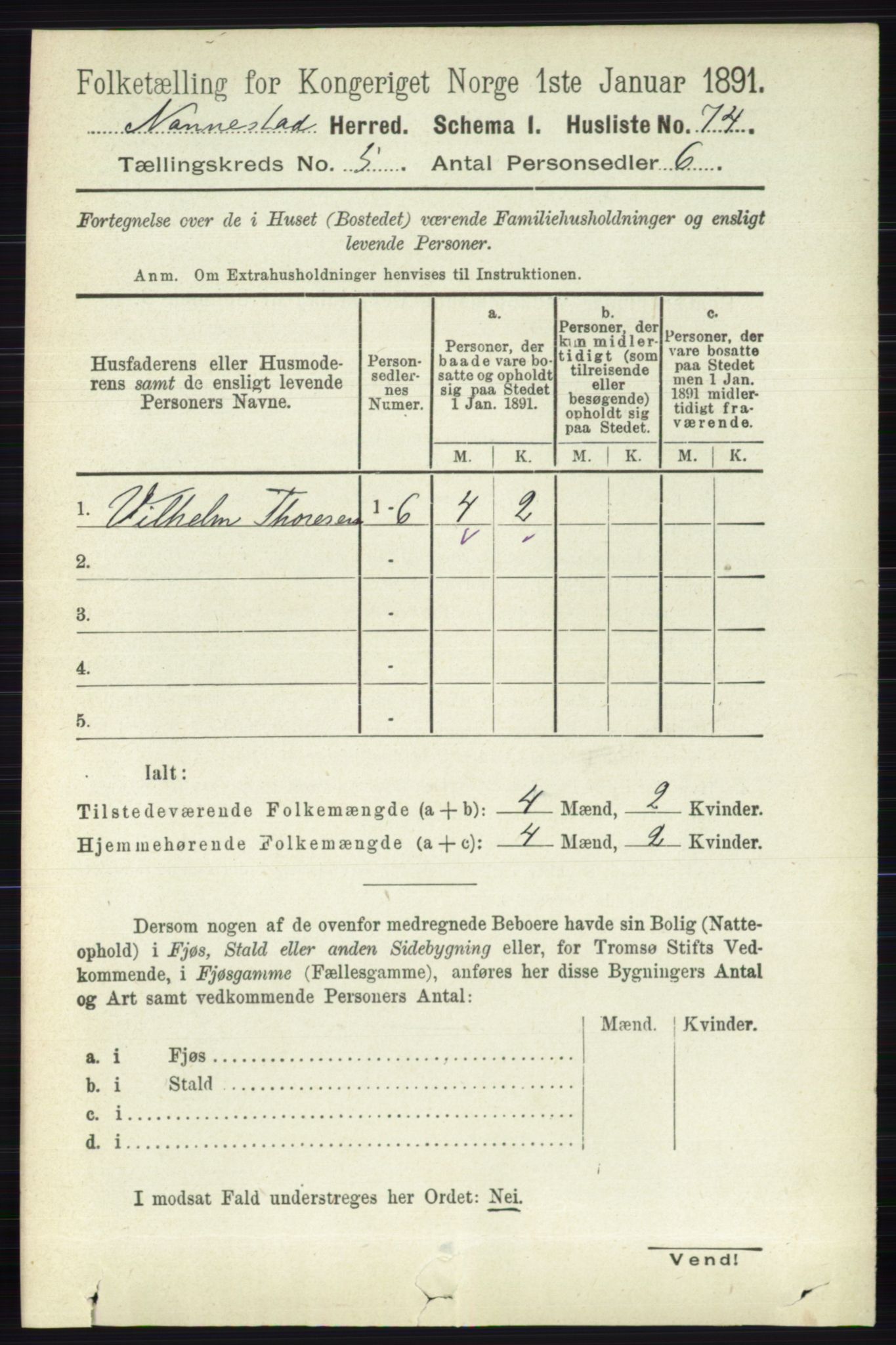 RA, 1891 census for 0238 Nannestad, 1891, p. 2597