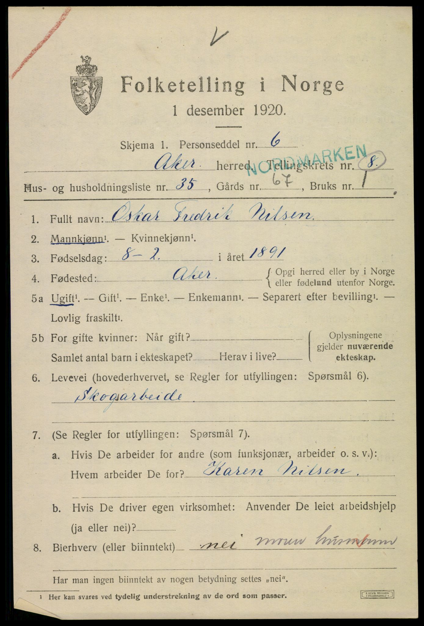 SAO, 1920 census for Aker, 1920, p. 55922