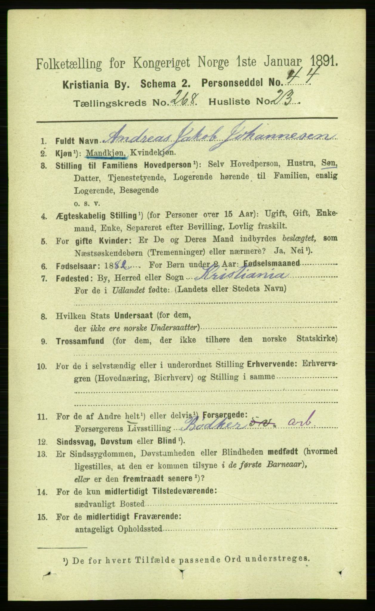RA, 1891 census for 0301 Kristiania, 1891, p. 162786