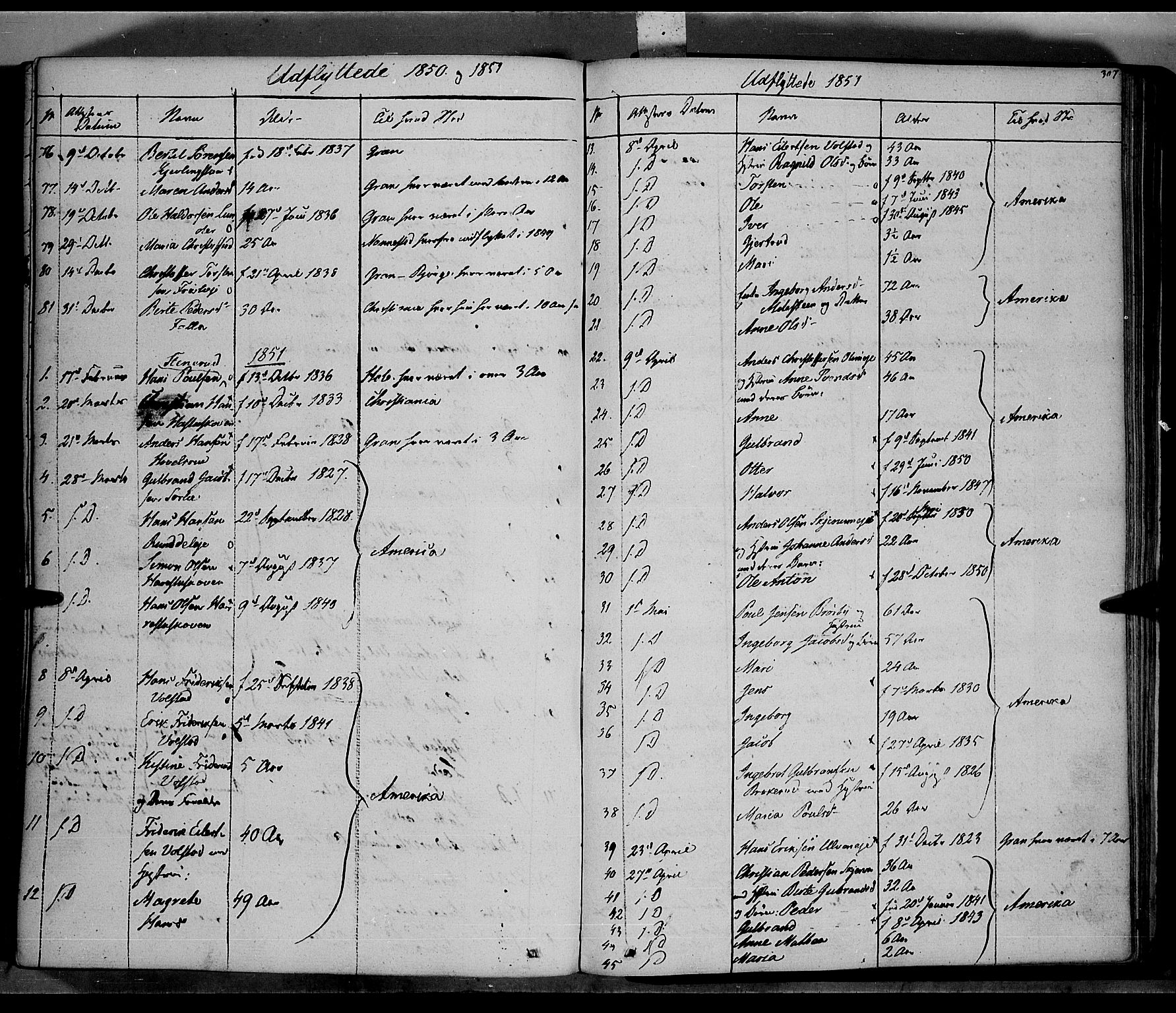 Jevnaker prestekontor, SAH/PREST-116/H/Ha/Haa/L0006: Parish register (official) no. 6, 1837-1857, p. 307