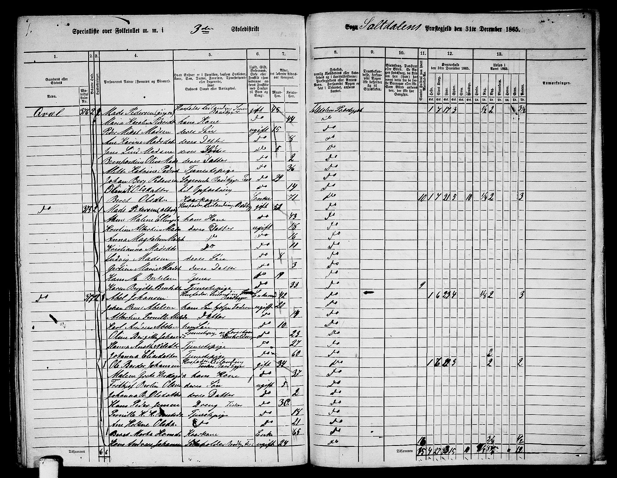 RA, 1865 census for Saltdal, 1865, p. 60