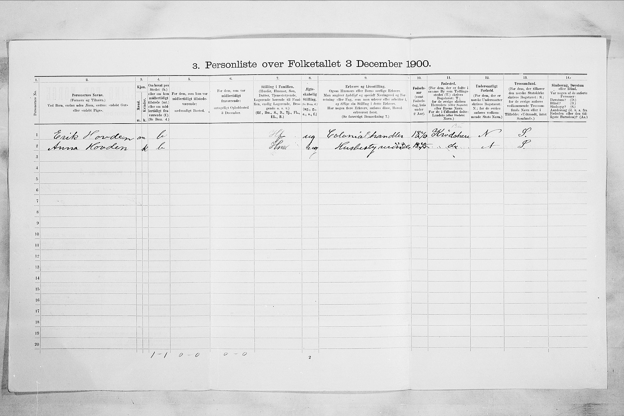 RA, 1900 census for Drammen, 1900, p. 8588