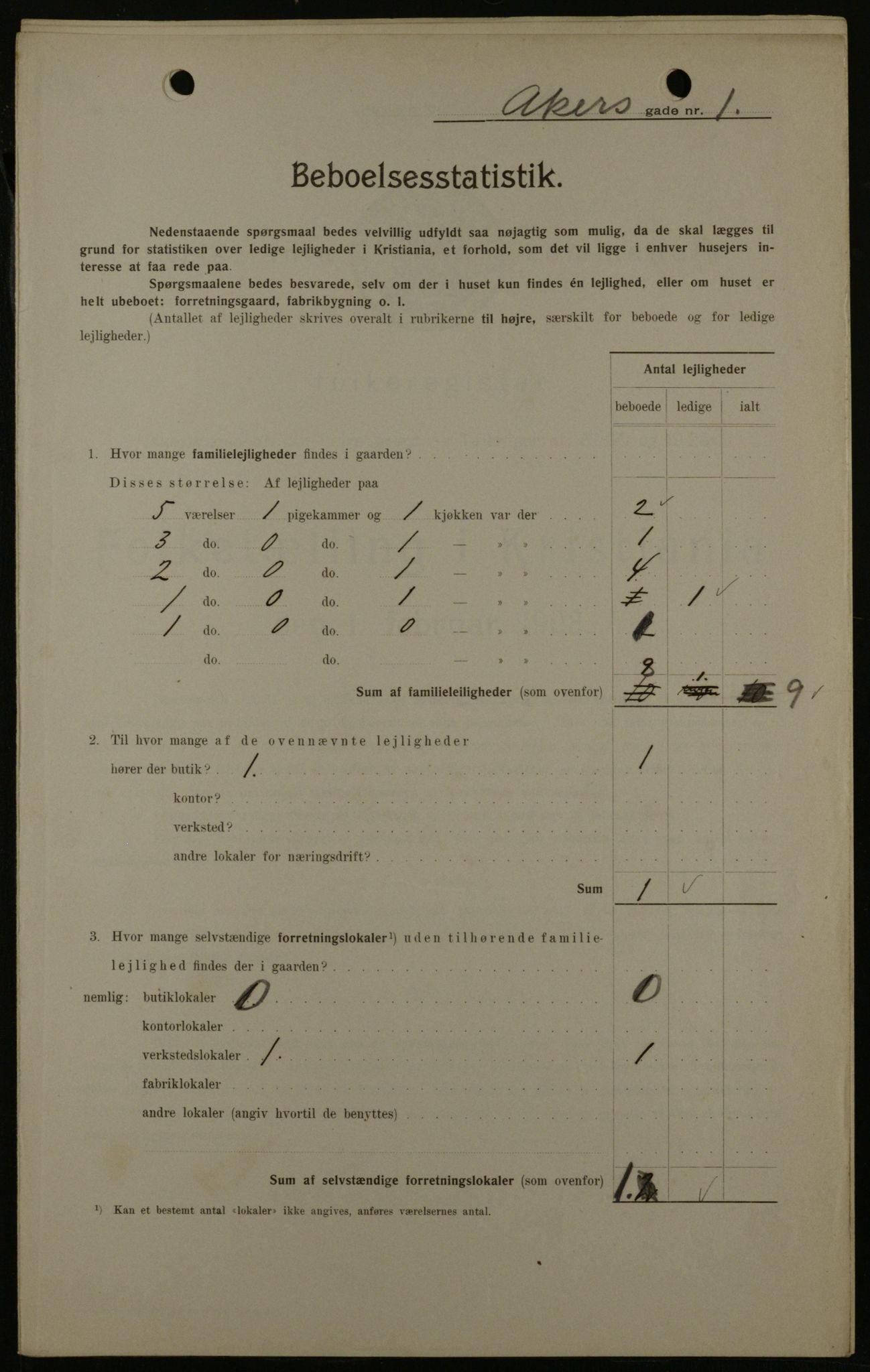 OBA, Municipal Census 1908 for Kristiania, 1908, p. 323