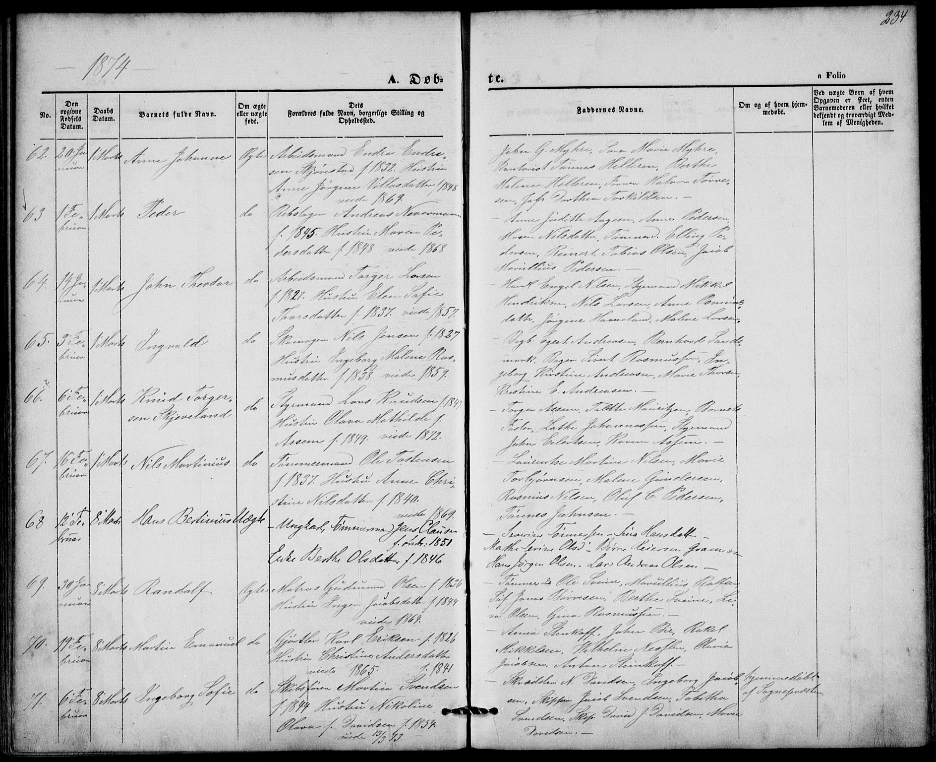 St. Petri sokneprestkontor, AV/SAST-A-101813/001/30/30BA/L0008: Parish register (official) no. A 8, 1868-1876, p. 234