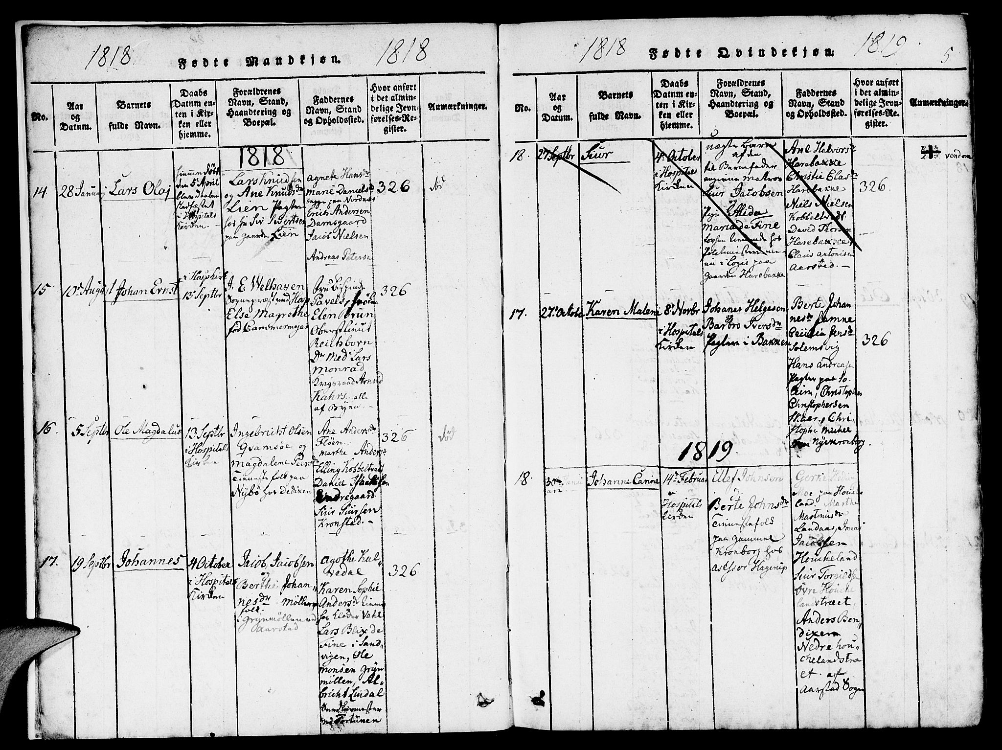 St. Jørgens hospital og Årstad sokneprestembete, SAB/A-99934: Parish register (official) no. A 3, 1815-1843, p. 6