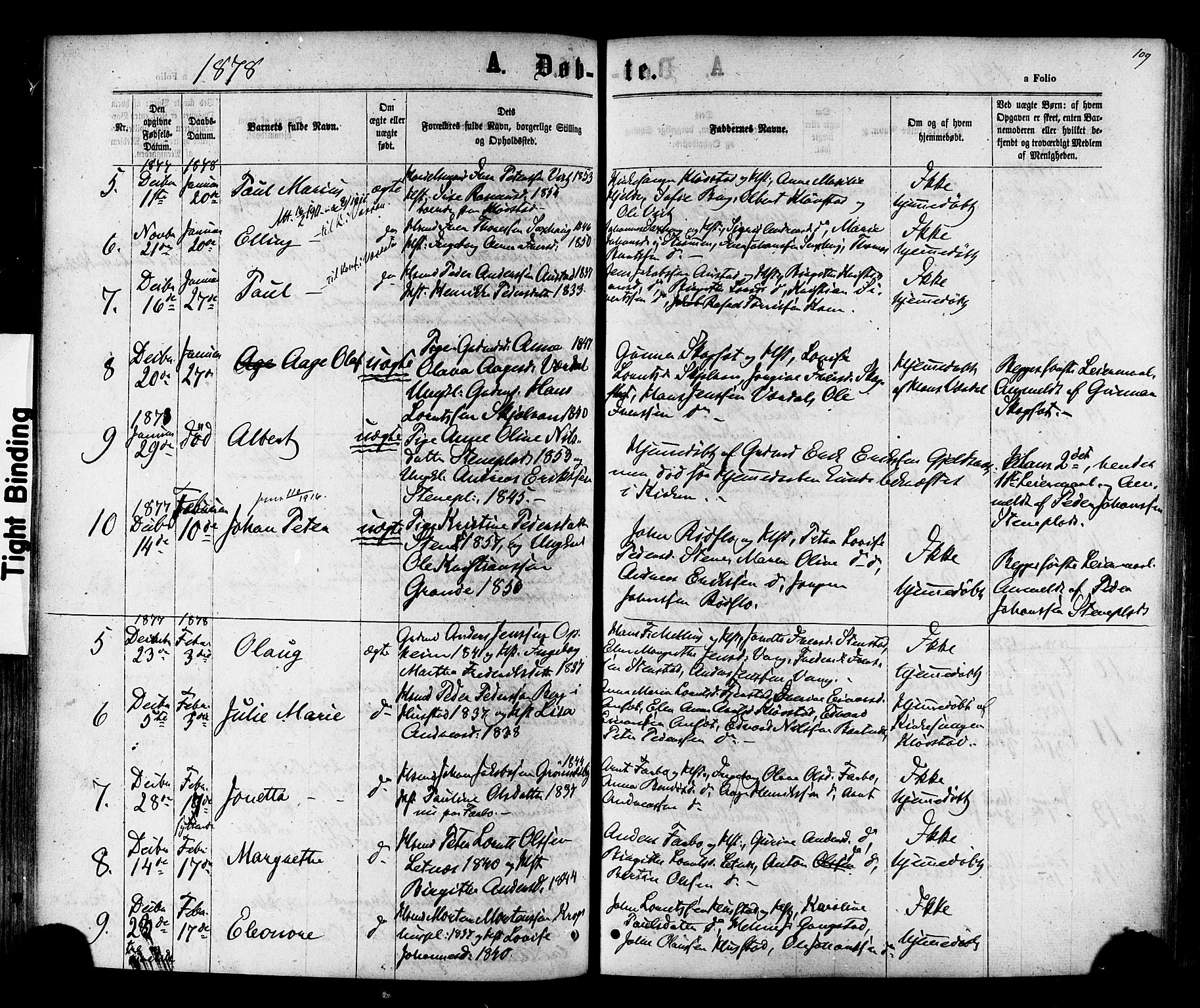 Ministerialprotokoller, klokkerbøker og fødselsregistre - Nord-Trøndelag, SAT/A-1458/730/L0284: Parish register (official) no. 730A09, 1866-1878, p. 109