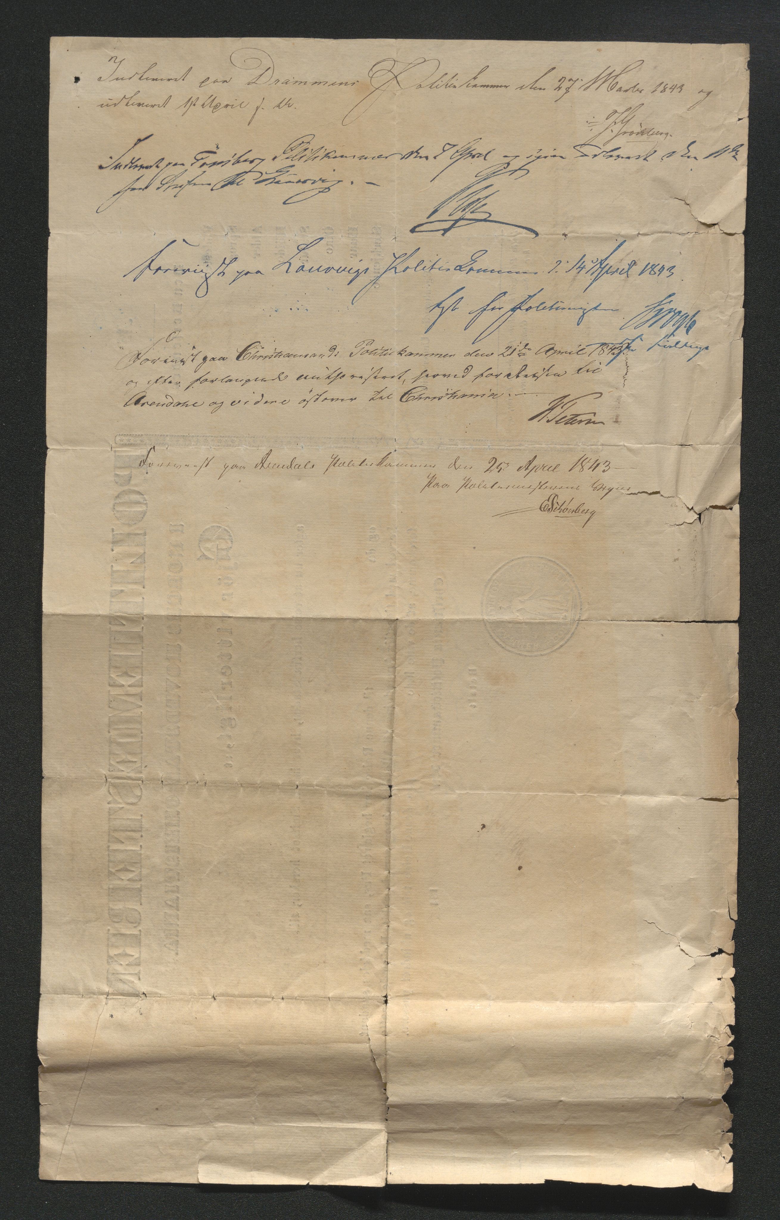 Drammen politikammer, AV/SAKO-A-623/I/Ia/Iab/L0007: Innleverte pass, 1843-1844, p. 128