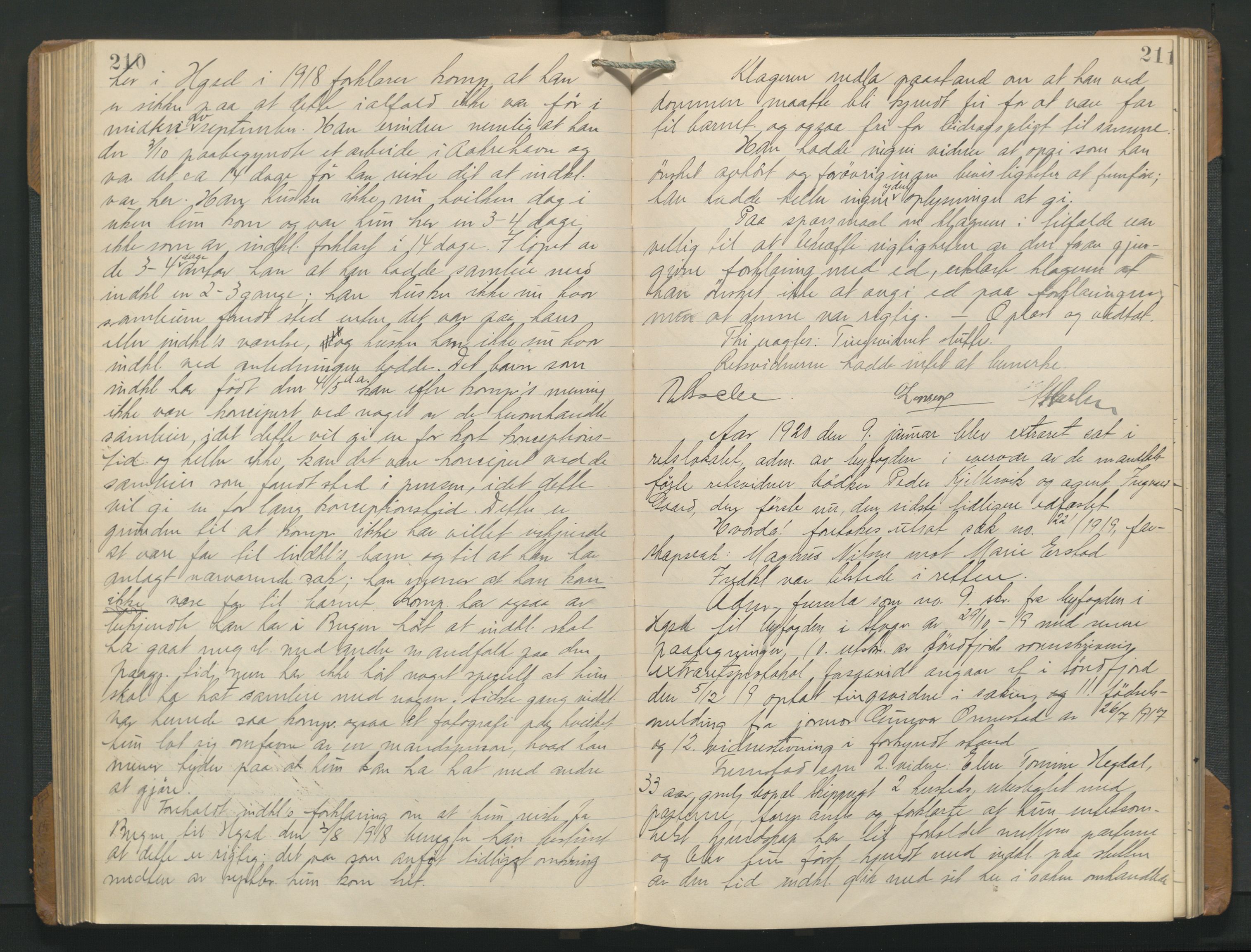 Haugesund tingrett, AV/SAST-A-101415/01/V/VB/VBc/L0001: Ekstrarettsprotokoll, 1916-1925, p. 210-211