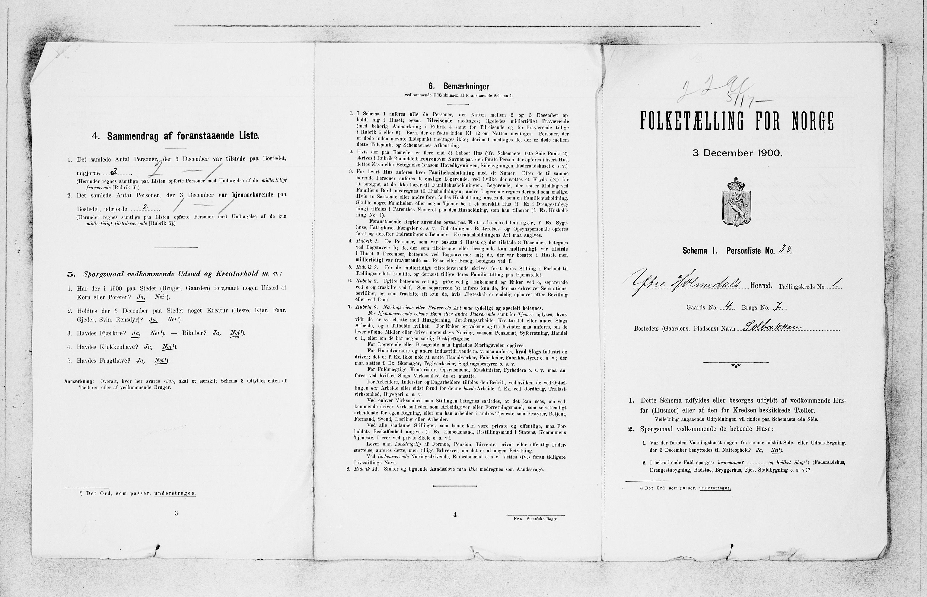 SAB, 1900 census for Ytre Holmedal, 1900, p. 46