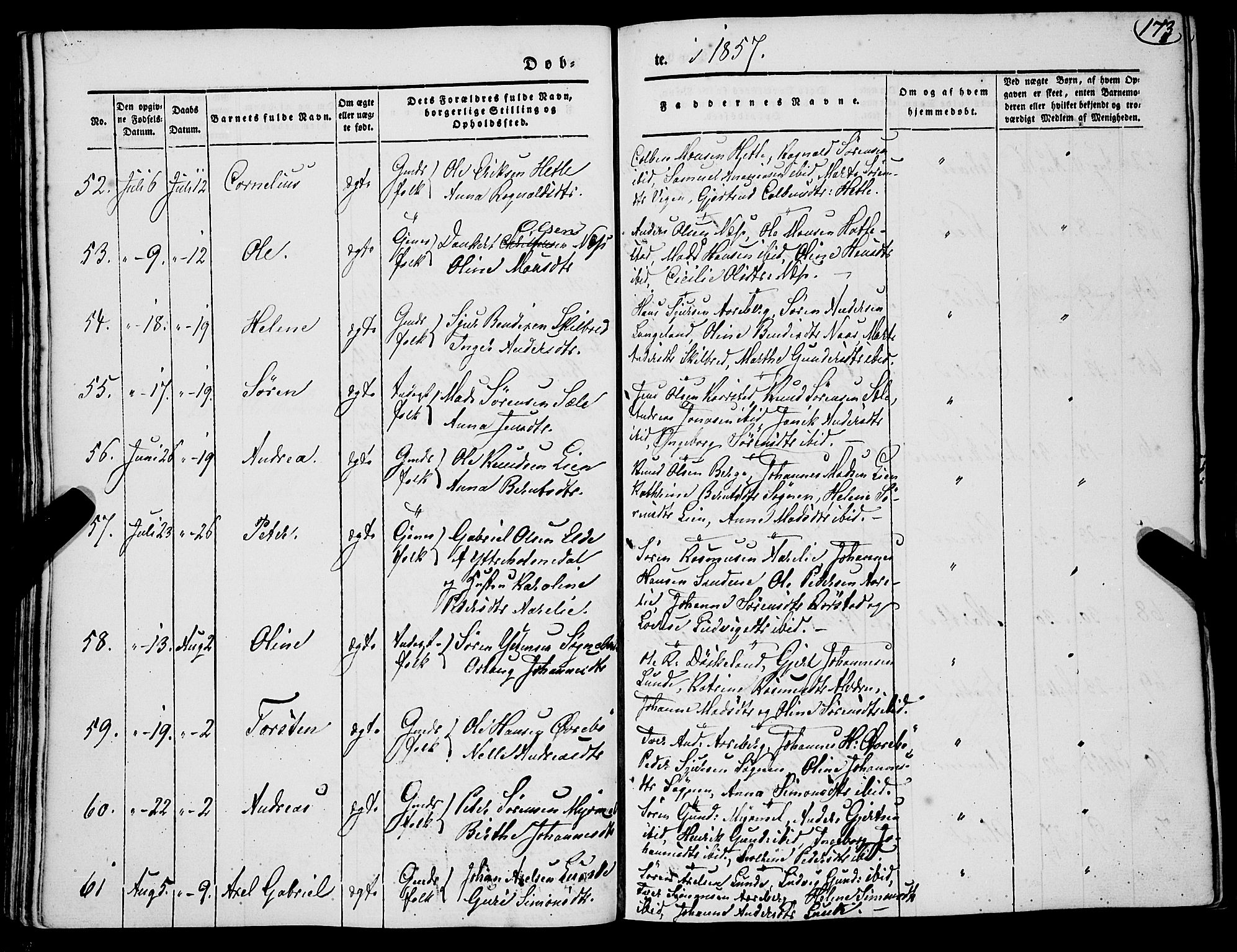 Gaular sokneprestembete, SAB/A-80001/H/Haa: Parish register (official) no. A 4I, 1840-1859, p. 173