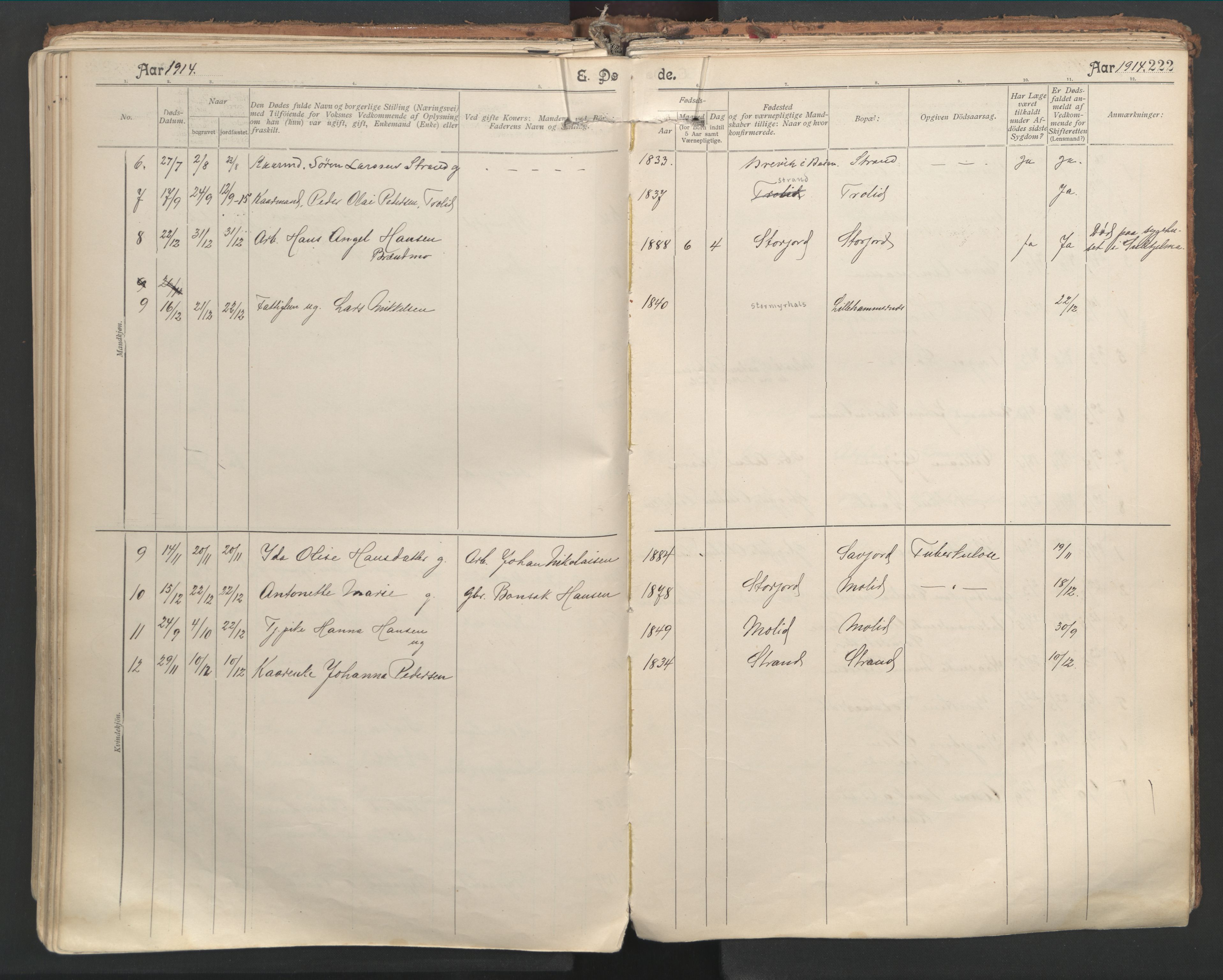 Ministerialprotokoller, klokkerbøker og fødselsregistre - Nordland, AV/SAT-A-1459/846/L0647: Parish register (official) no. 846A05, 1902-1915, p. 222