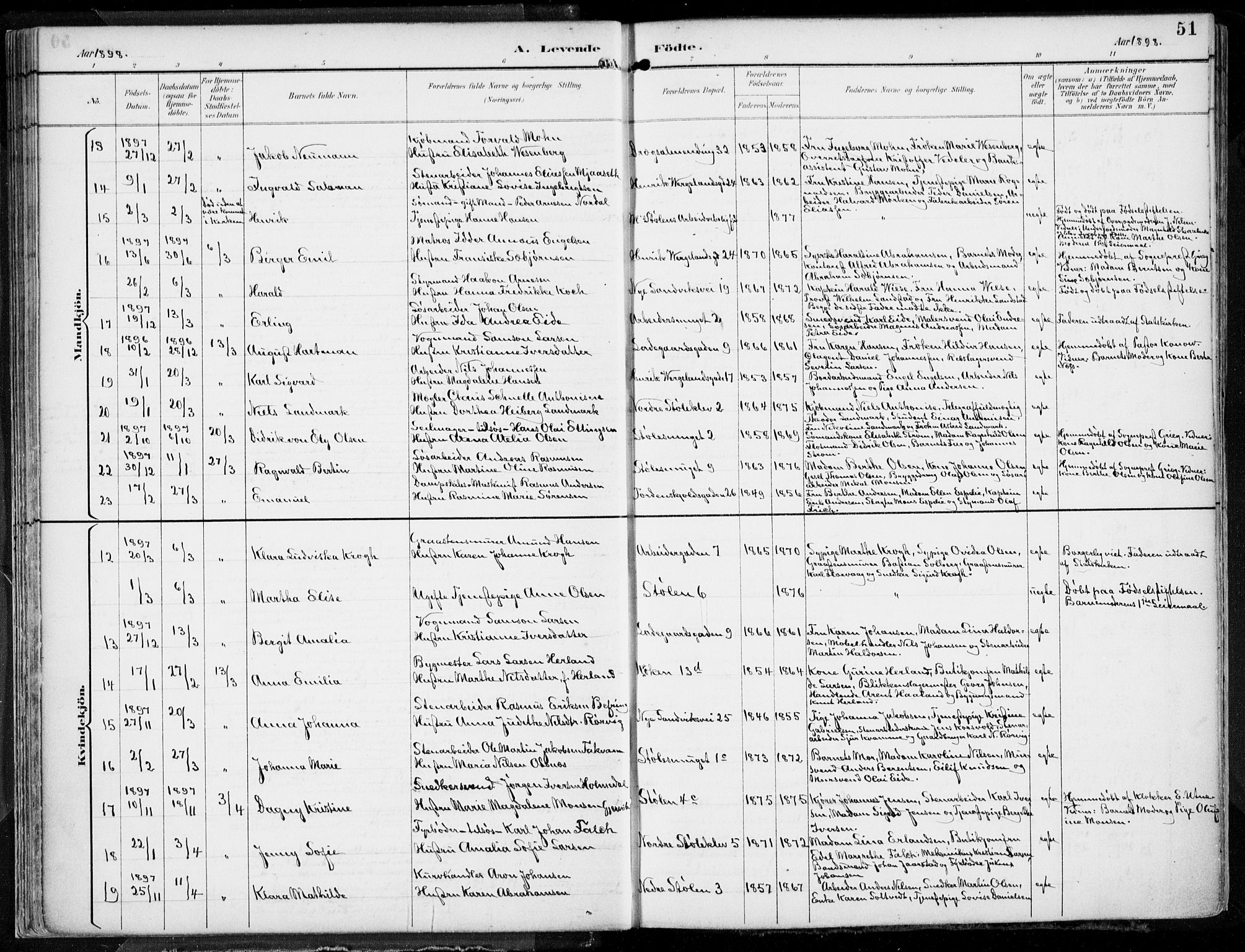 Mariakirken Sokneprestembete, AV/SAB-A-76901/H/Hab/L0005: Parish register (copy) no. A 5, 1893-1913, p. 51