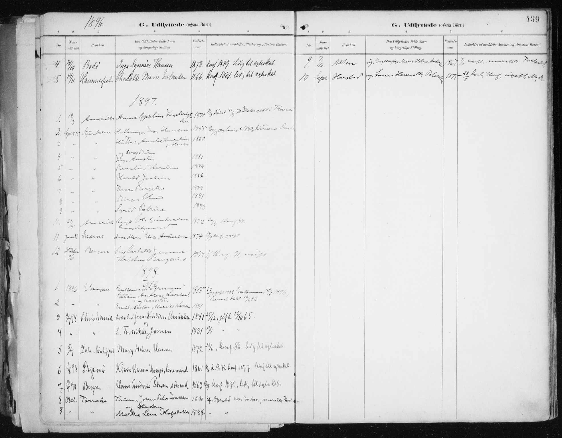 Tromsø sokneprestkontor/stiftsprosti/domprosti, AV/SATØ-S-1343/G/Ga/L0015kirke: Parish register (official) no. 15, 1889-1899, p. 439