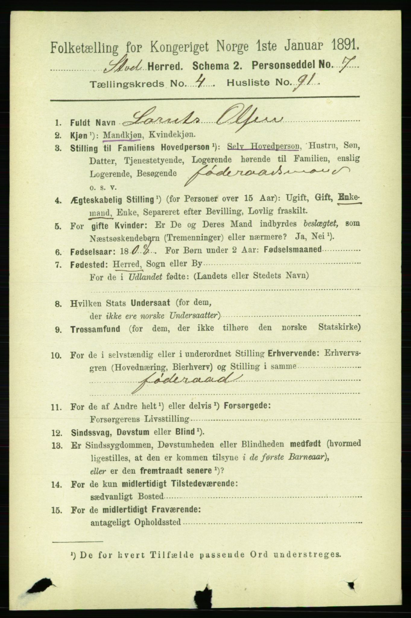 RA, 1891 census for 1734 Stod, 1891, p. 2279