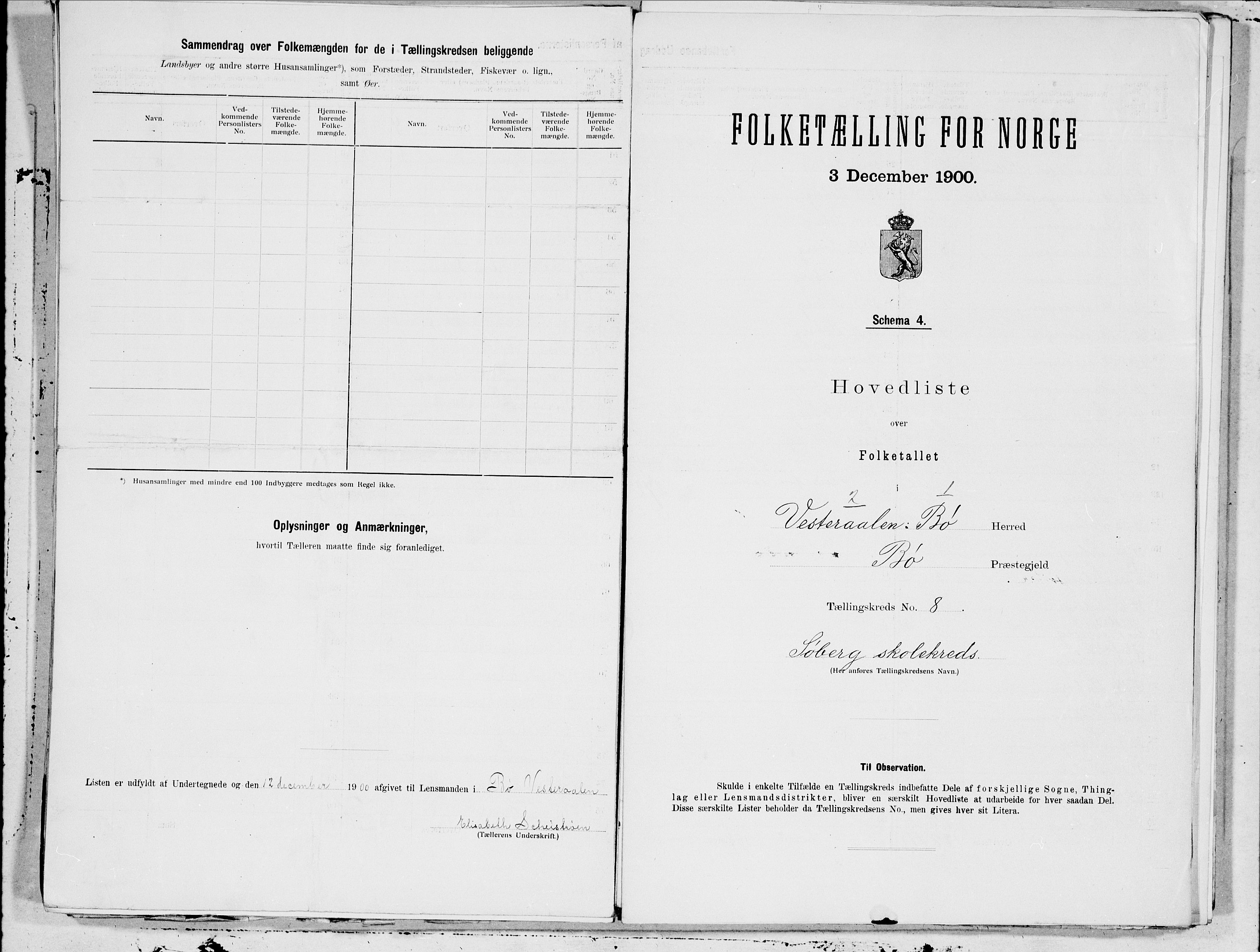 SAT, 1900 census for Bø, 1900, p. 16