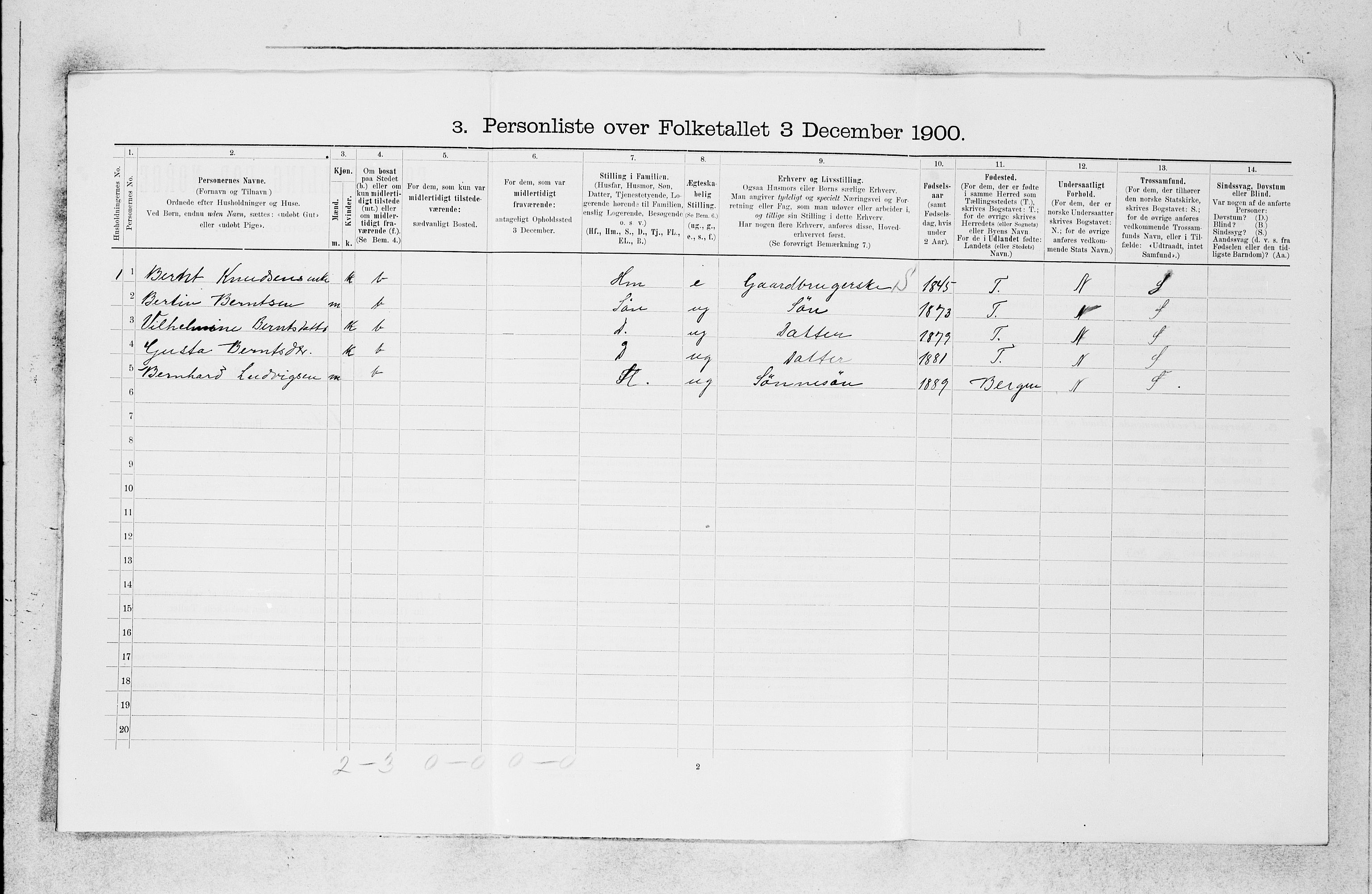 SAB, 1900 census for Askøy, 1900, p. 1154