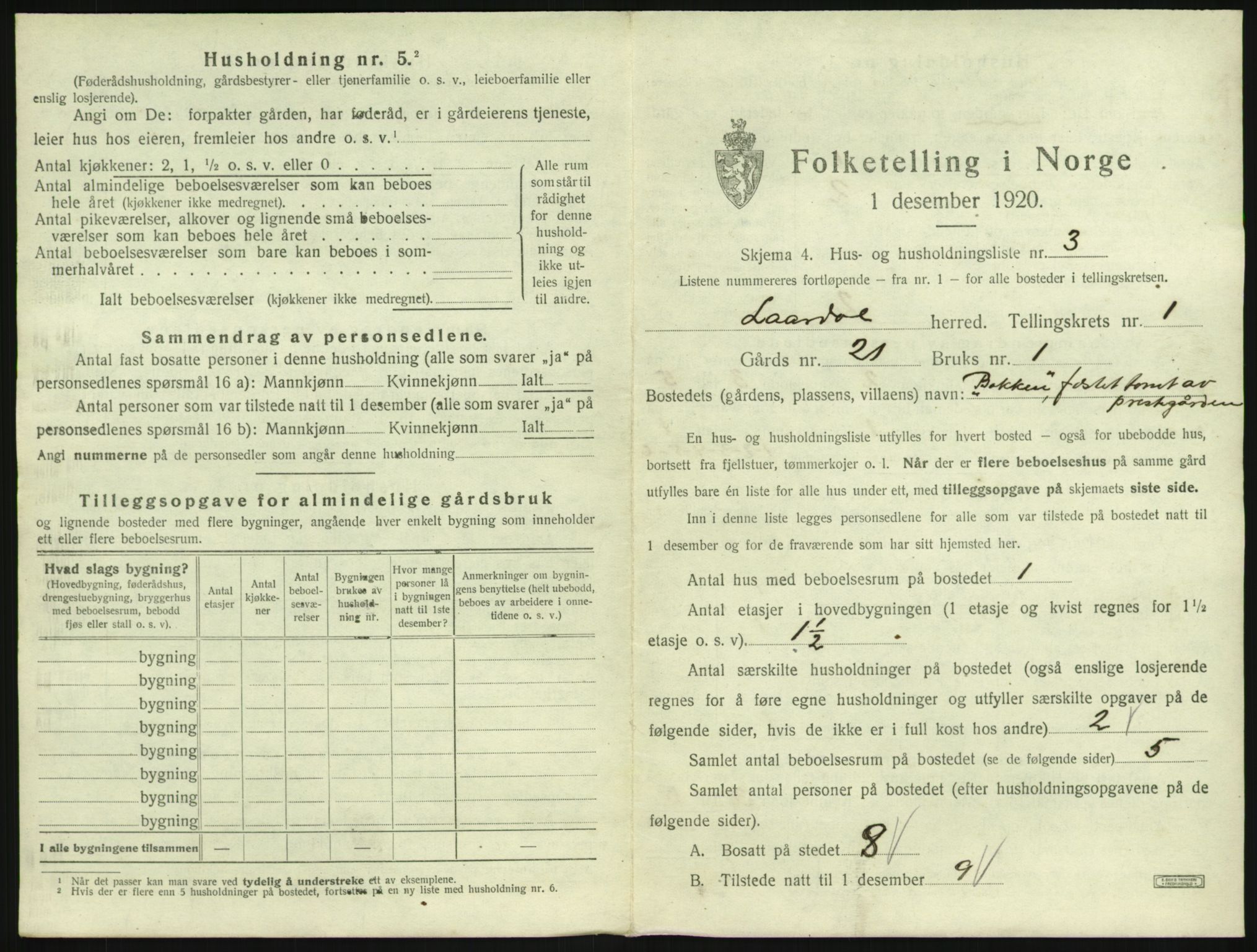 SAKO, 1920 census for Lårdal, 1920, p. 49