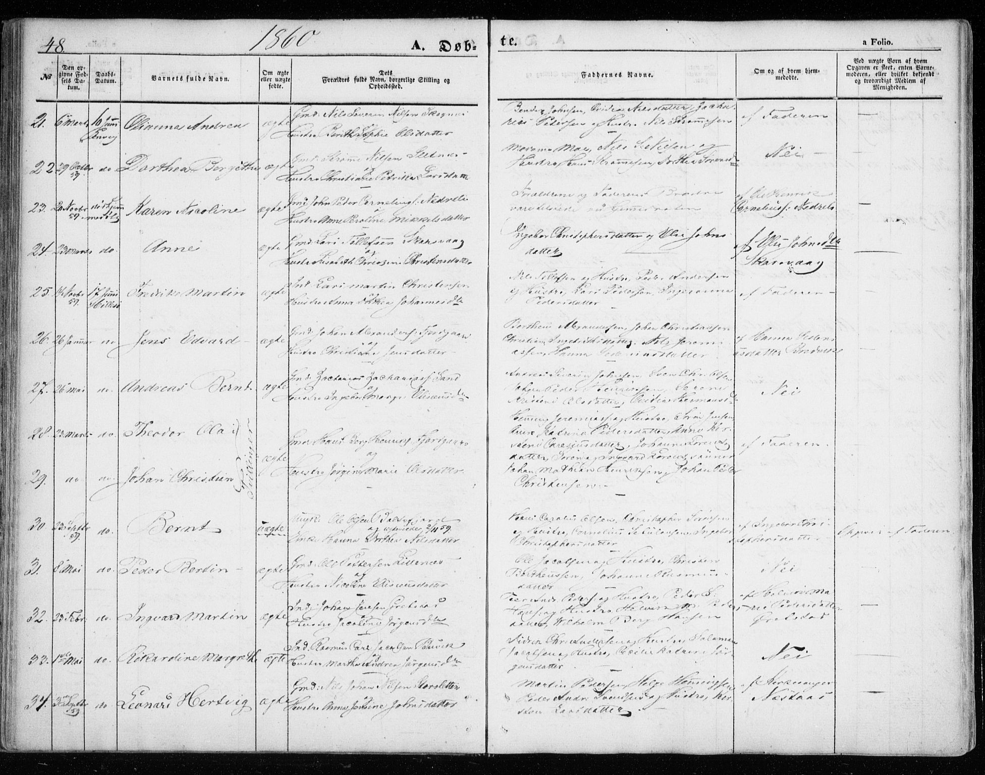 Lenvik sokneprestembete, SATØ/S-1310/H/Ha/Haa/L0007kirke: Parish register (official) no. 7, 1855-1865, p. 48
