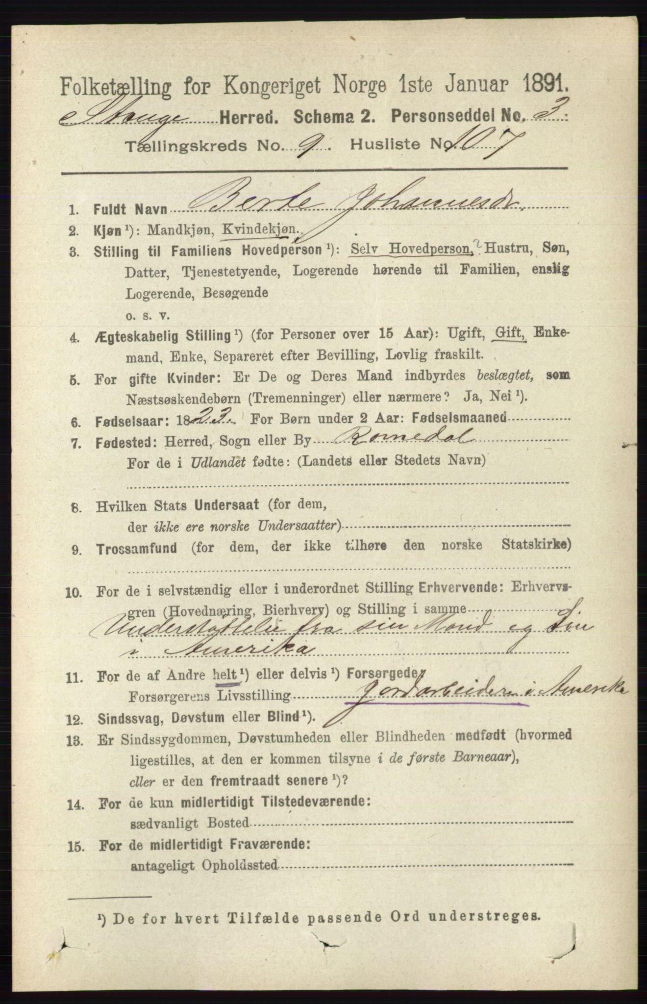 RA, 1891 census for 0417 Stange, 1891, p. 6671