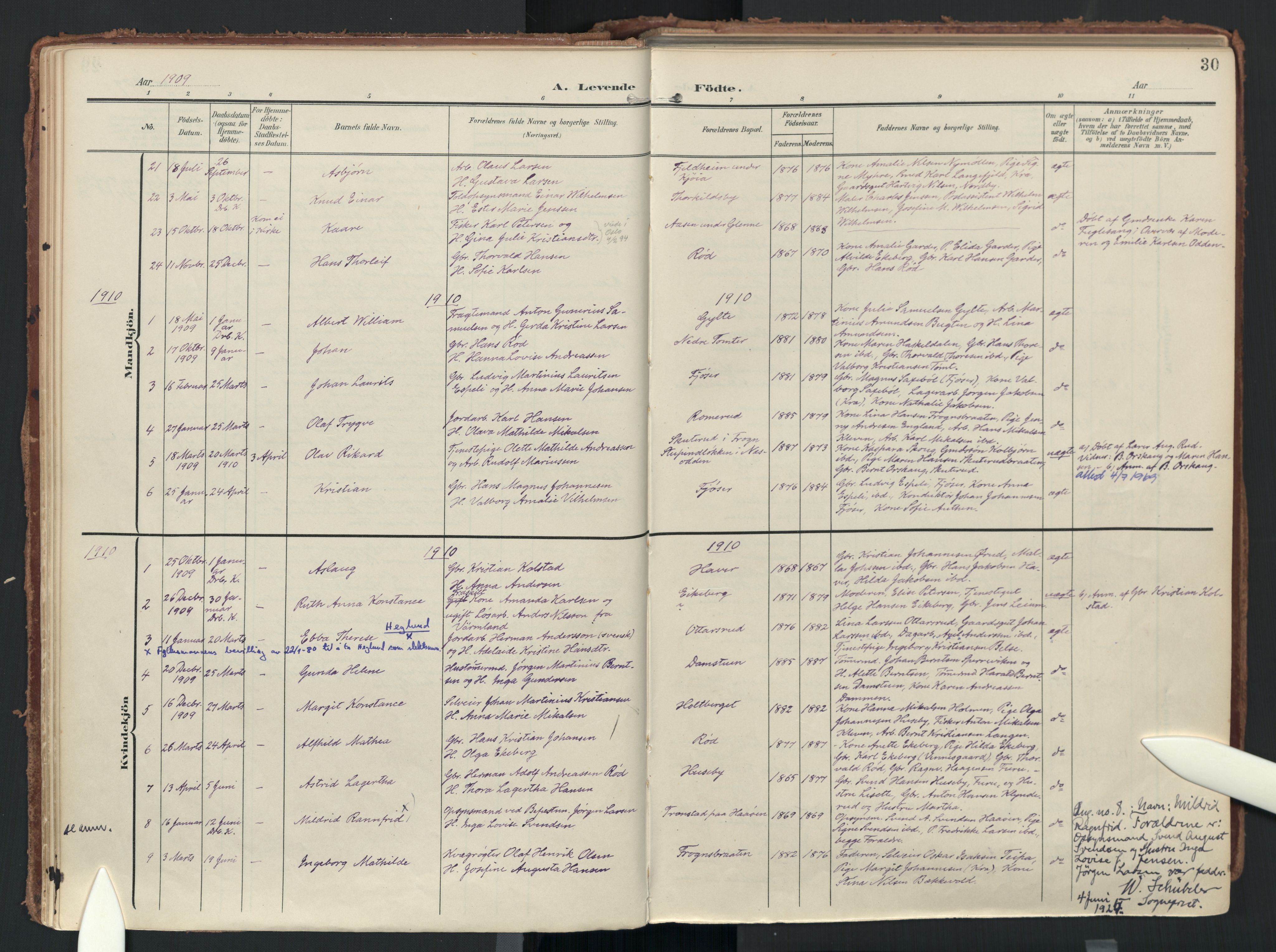 Drøbak prestekontor Kirkebøker, SAO/A-10142a/F/Fc/L0003: Parish register (official) no. III 3, 1901-1920, p. 30