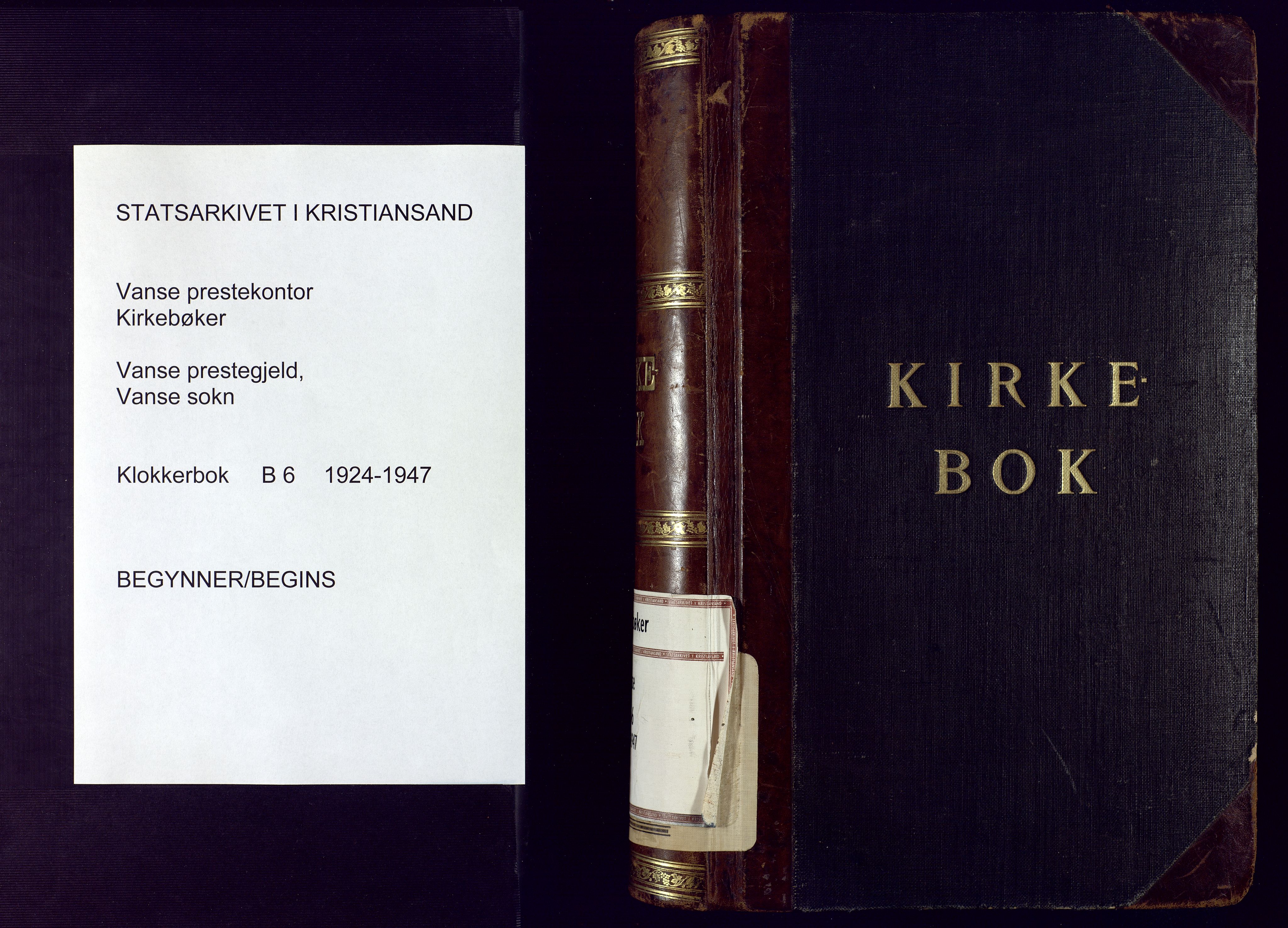 Lista sokneprestkontor, SAK/1111-0027/F/Fb/L0006: Parish register (copy) no. B 6, 1924-1947