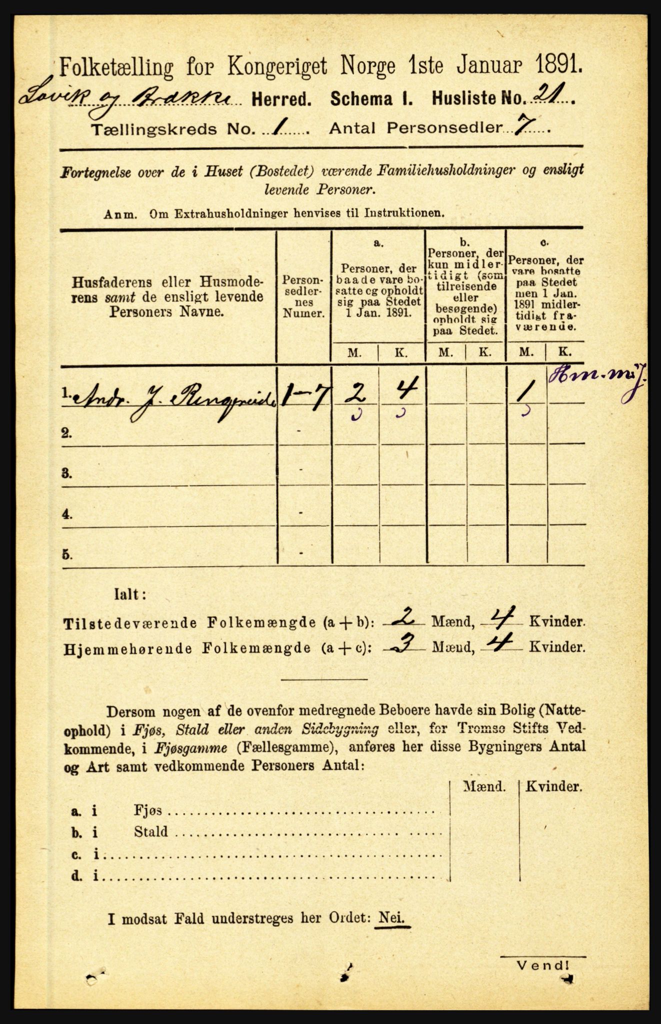 RA, 1891 census for 1415 Lavik og Brekke, 1891, p. 53