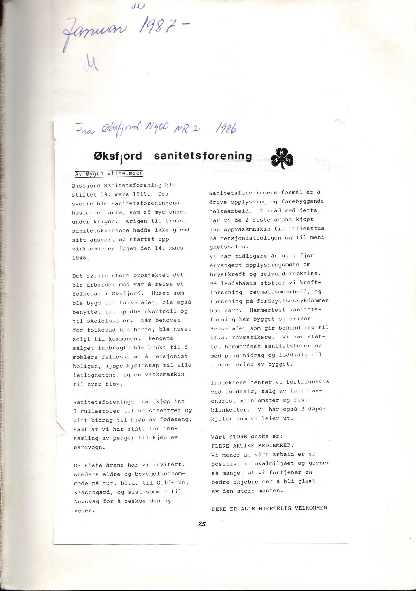 Øksfjord sanitetsforening , FMFB/A-1200/Aa/L0003: Møteprotokoll, 1987-2006, p. 3