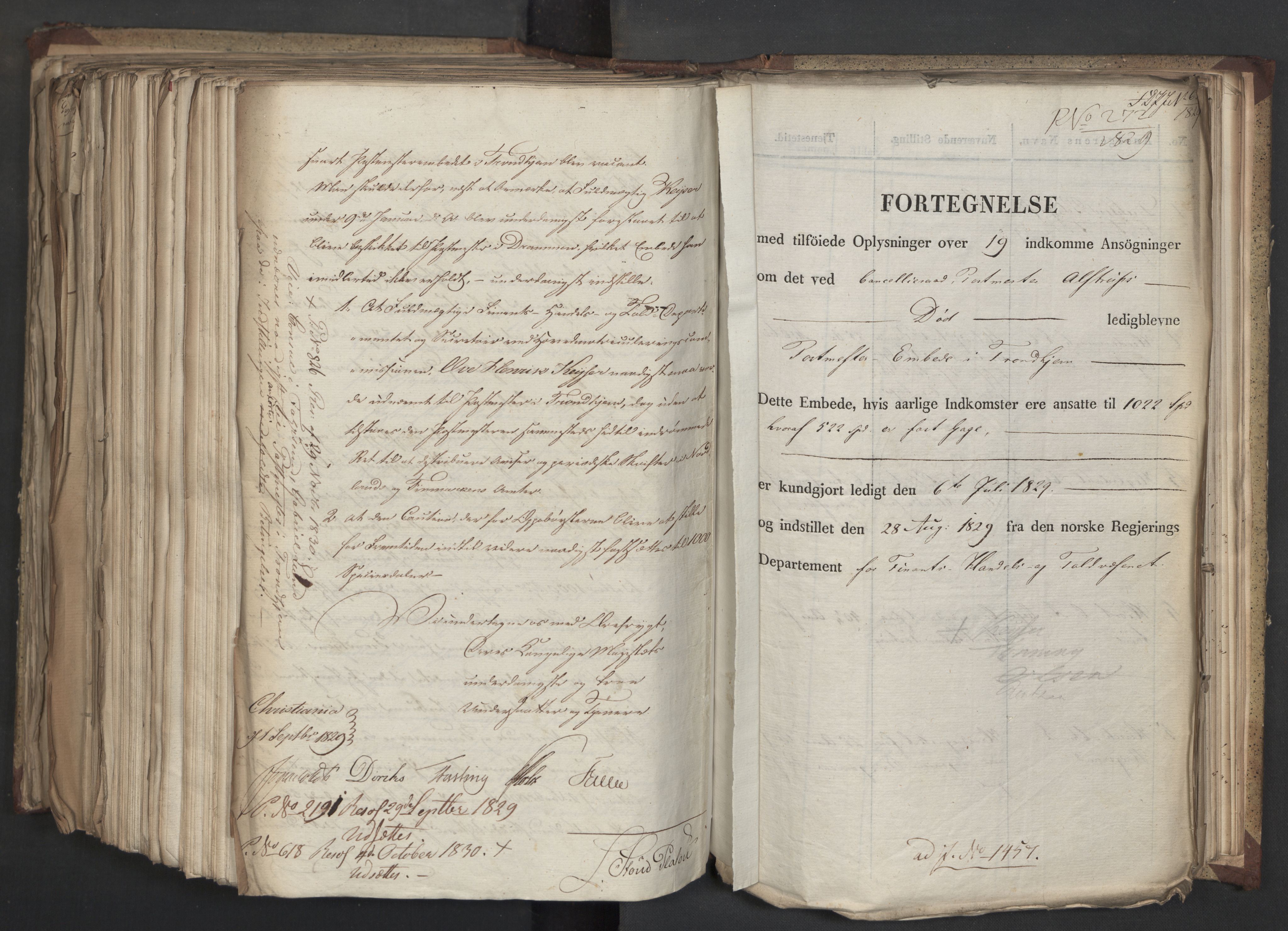 Statsrådsavdelingen i Stockholm, AV/RA-S-1003/D/Da/L0060: Regjeringsinnstillinger nr. 1276-1500, 1829, p. 660