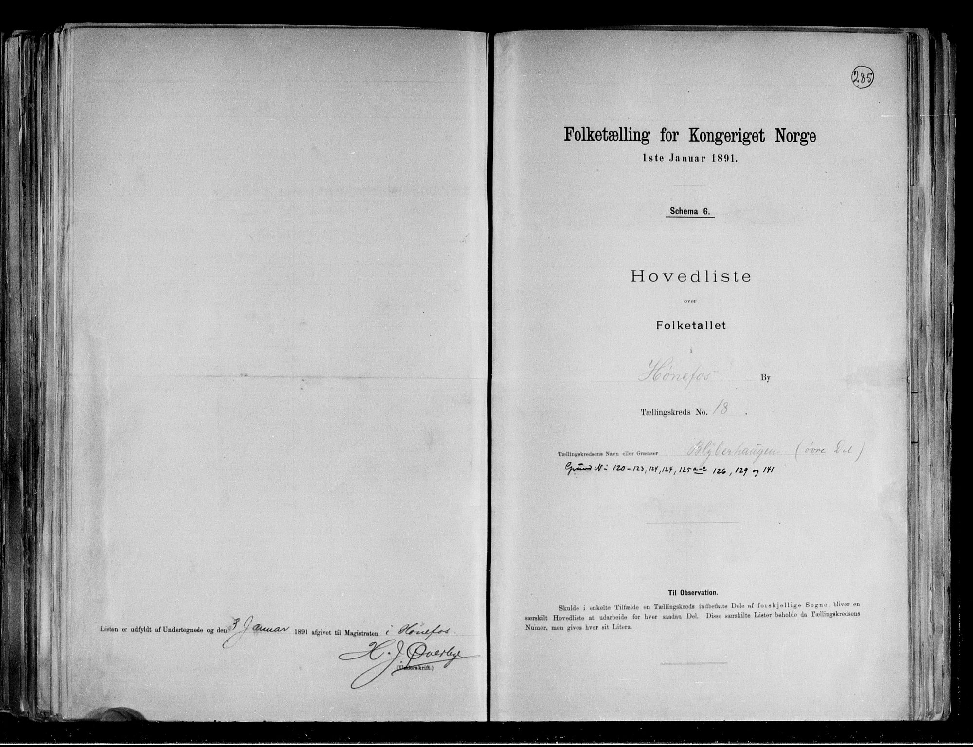 RA, 1891 census for 0601 Hønefoss, 1891, p. 62