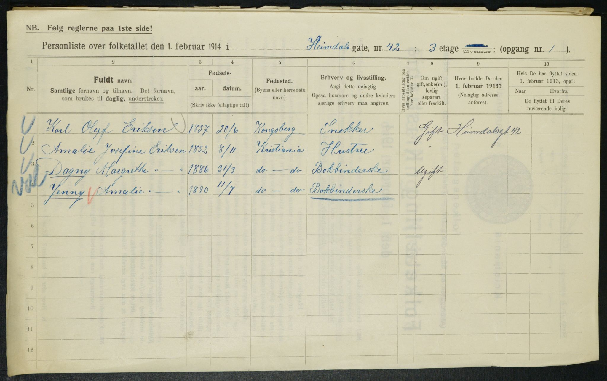 OBA, Municipal Census 1914 for Kristiania, 1914, p. 37477