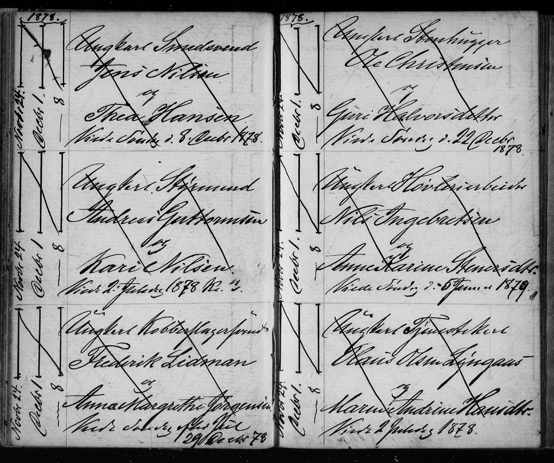 Bragernes kirkebøker, AV/SAKO-A-6/H/Ha/L0006: Banns register no. 6, 1873-1896