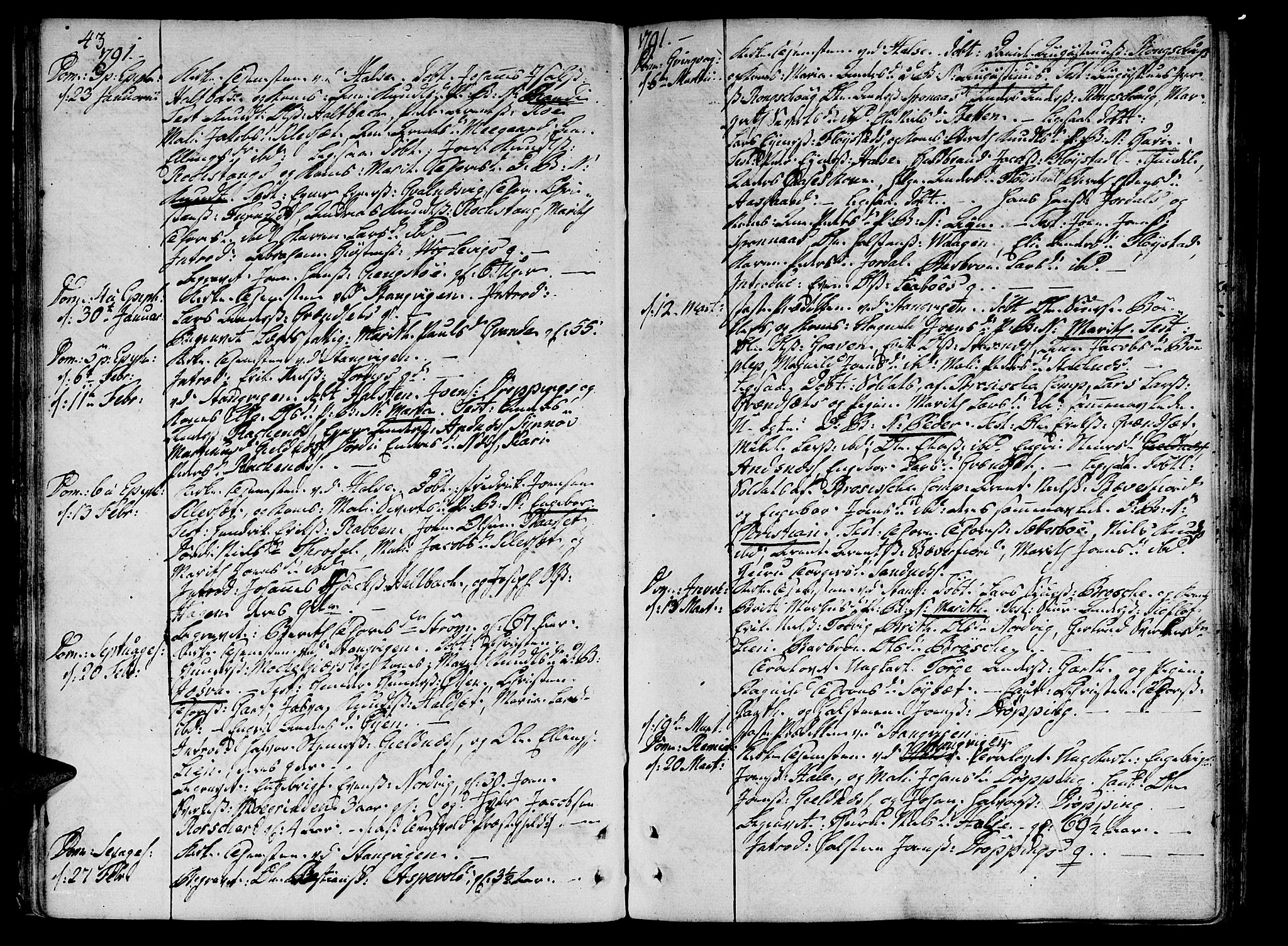 Ministerialprotokoller, klokkerbøker og fødselsregistre - Møre og Romsdal, AV/SAT-A-1454/592/L1022: Parish register (official) no. 592A01, 1784-1819, p. 43