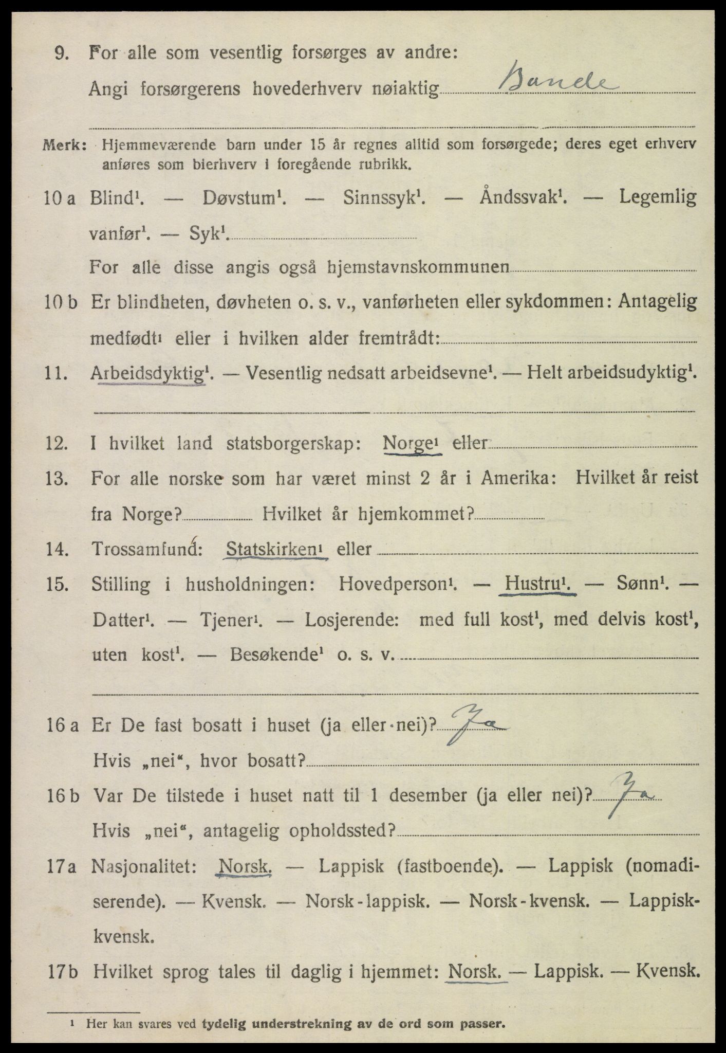 SAT, 1920 census for Overhalla, 1920, p. 4905