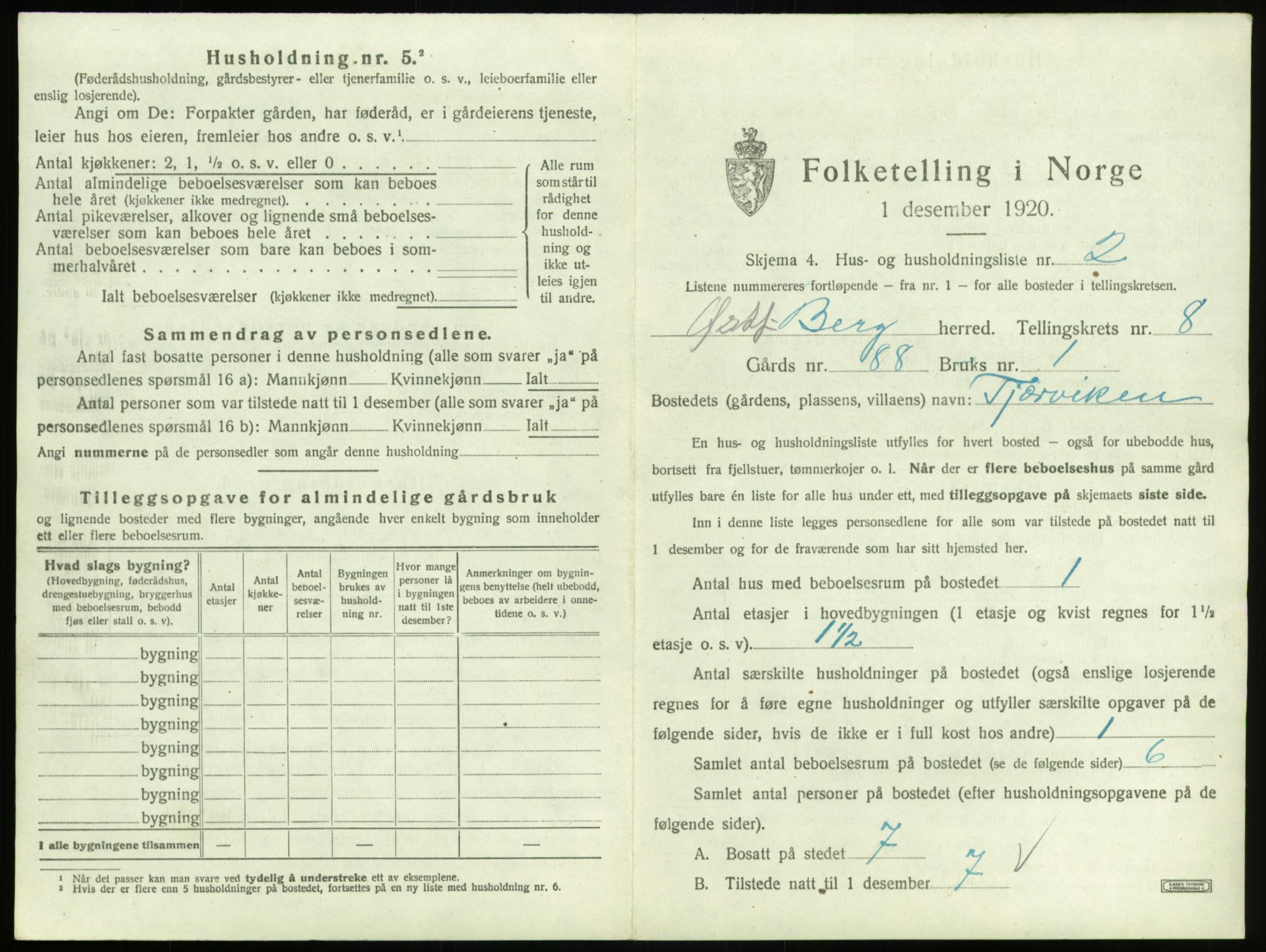 SAO, 1920 census for Berg, 1920, p. 1826