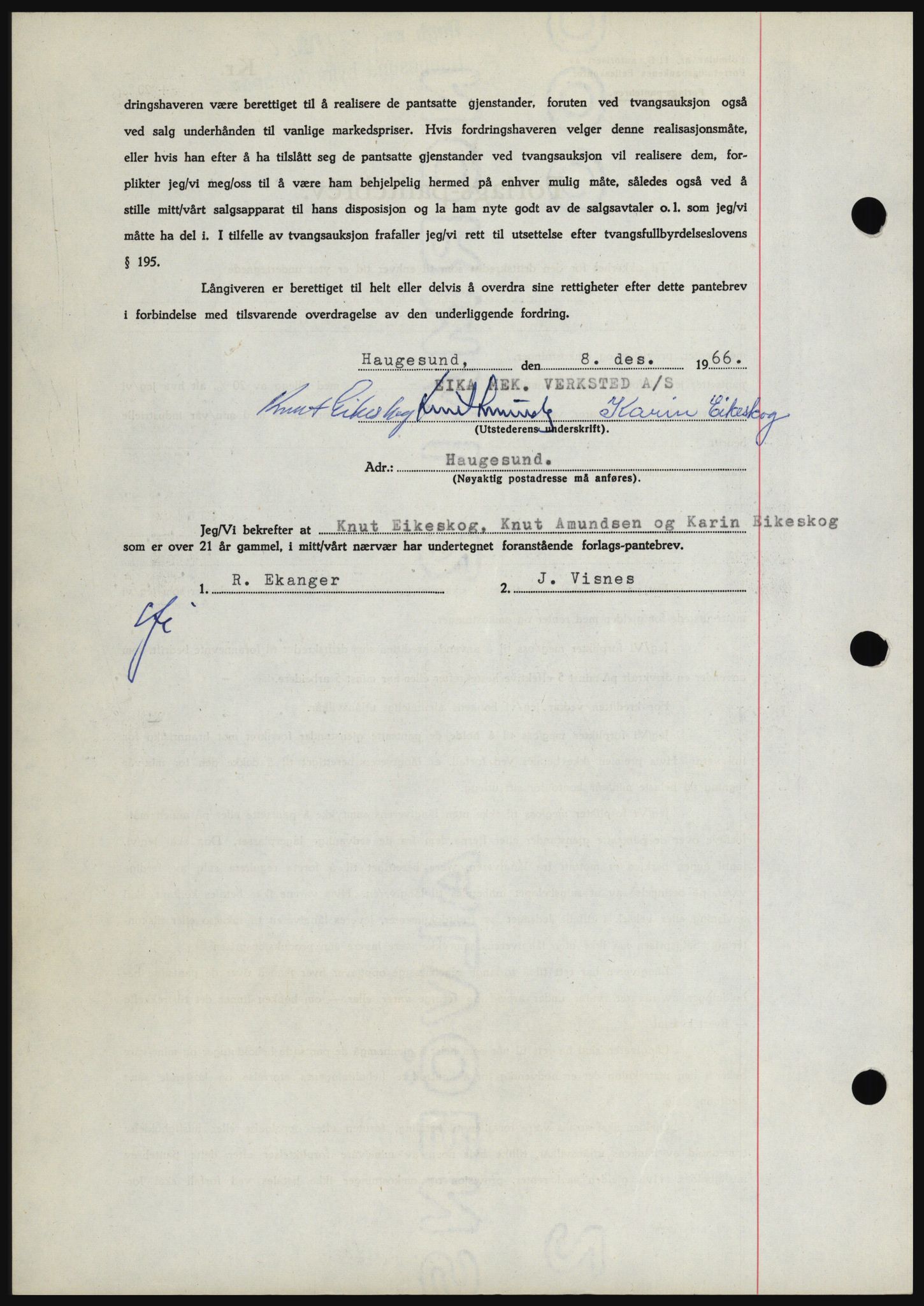 Haugesund tingrett, SAST/A-101415/01/II/IIC/L0056: Mortgage book no. B 56, 1966-1967, Diary no: : 2721/1966