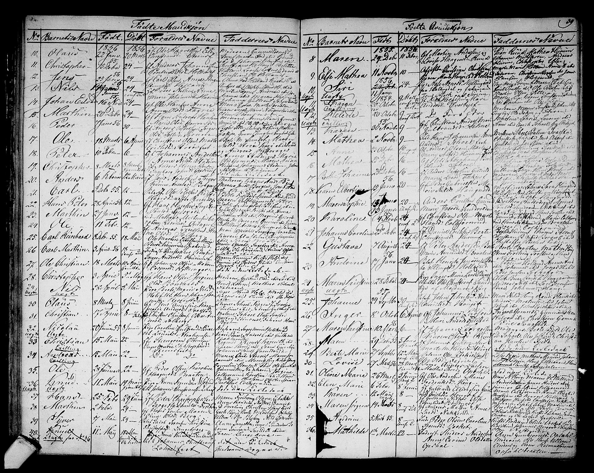 Hole kirkebøker, AV/SAKO-A-228/G/Ga/L0002: Parish register (copy) no. I 2, 1842-1878, p. 39